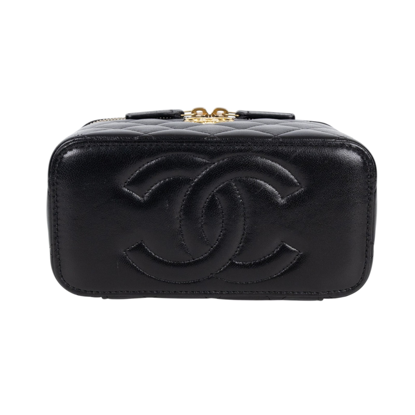 香奈兒 CHANEL Vanity Case Handle 斜背 手提 化妝箱  晶片款 黑金長盒子VANITY 防塵袋/原廠盒子