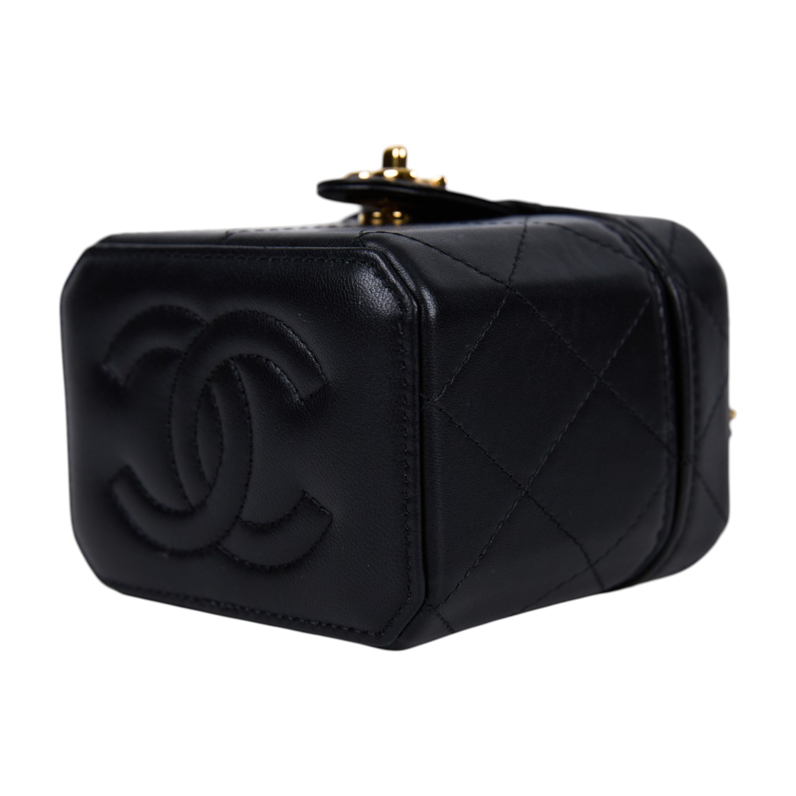 香奈兒 CHANEL 化妝盒 肩背包 斜背包 鏈條包 AS3459 晶片款 黑羊轉釦化妝盒 原廠盒子/防塵袋