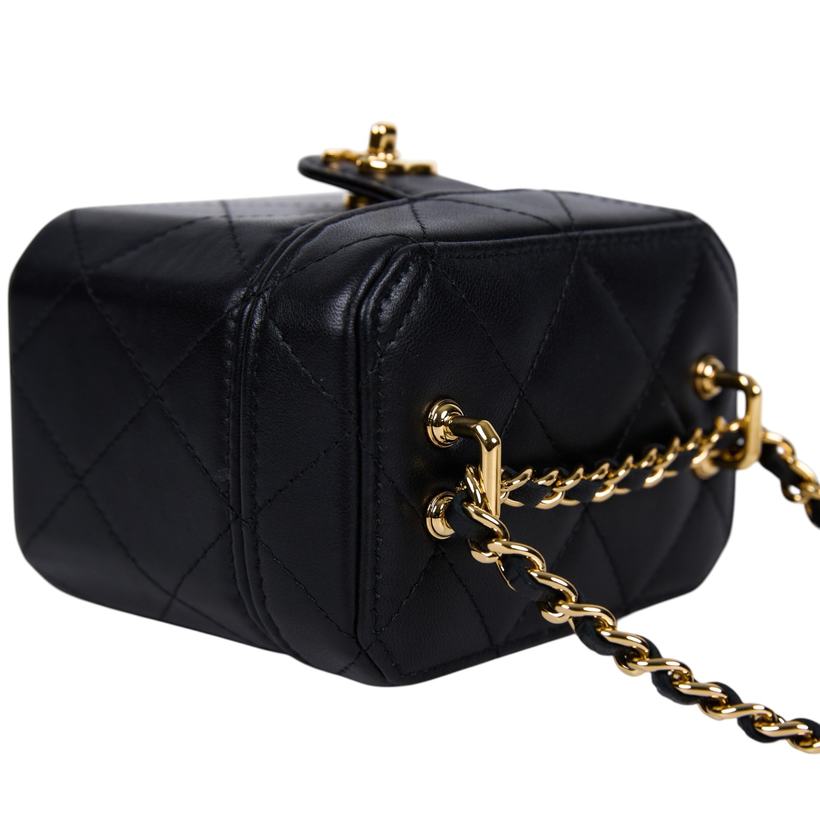 香奈兒 CHANEL 化妝盒 肩背包 斜背包 鏈條包 AS3459 晶片款 黑羊轉釦化妝盒 原廠盒子/防塵袋