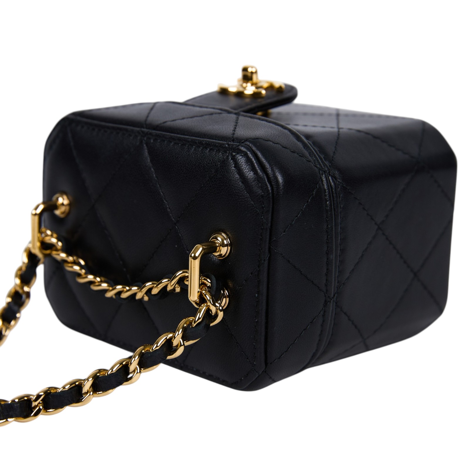 香奈兒 CHANEL 化妝盒 肩背包 斜背包 鏈條包 AS3459 晶片款 黑羊轉釦化妝盒 原廠盒子/防塵袋