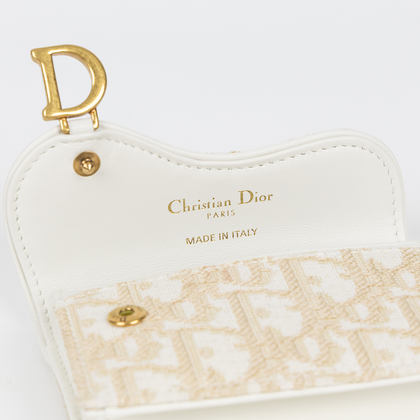 迪奧 CHRISTIAN DIOR Saddle Bloom 卡夾 S5611CQDL 米金緹花SADDLE卡包 原廠盒子/防塵袋/配送單