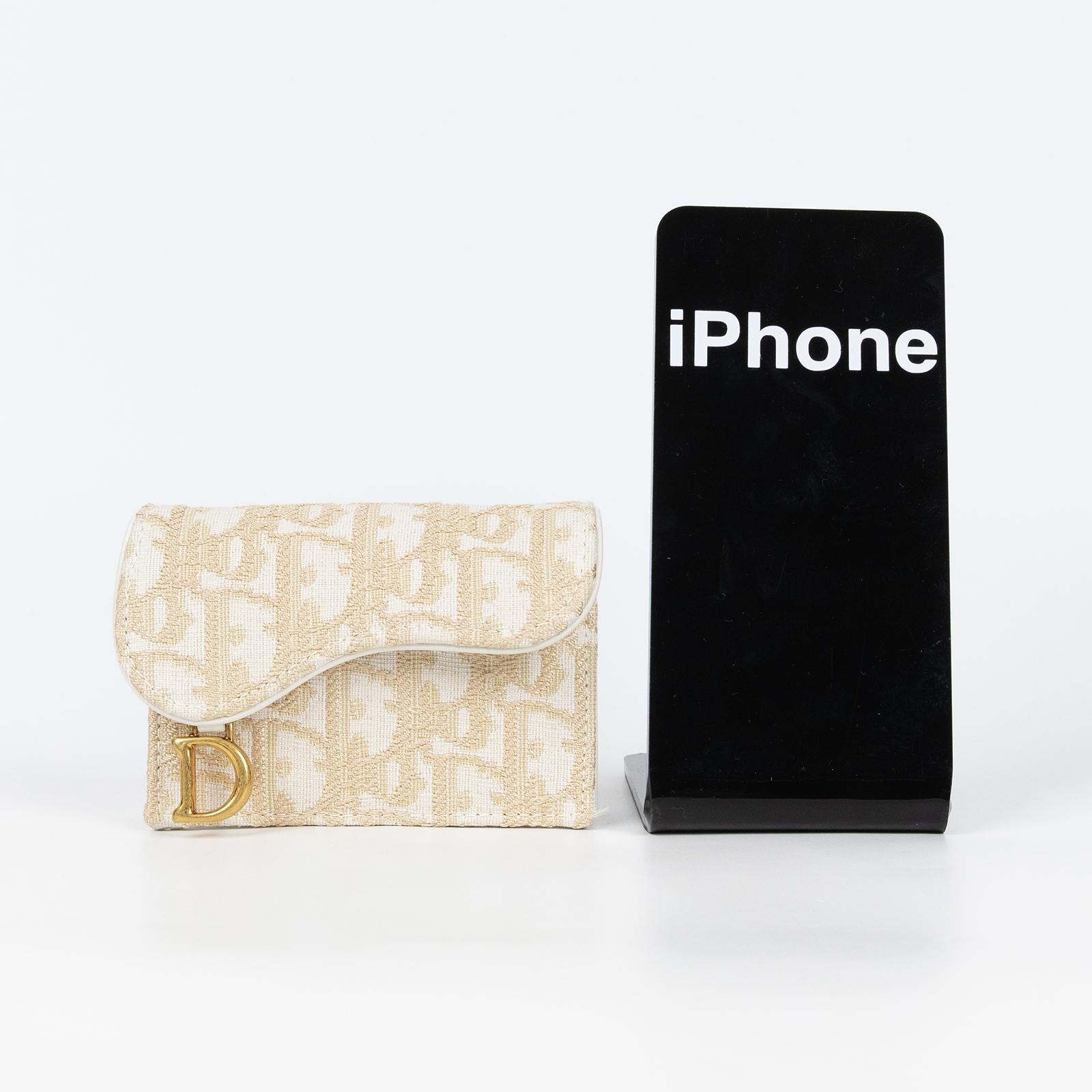 迪奧 CHRISTIAN DIOR Saddle Bloom 卡夾 S5611CQDL 米金緹花SADDLE卡包 原廠盒子/防塵袋/配送單