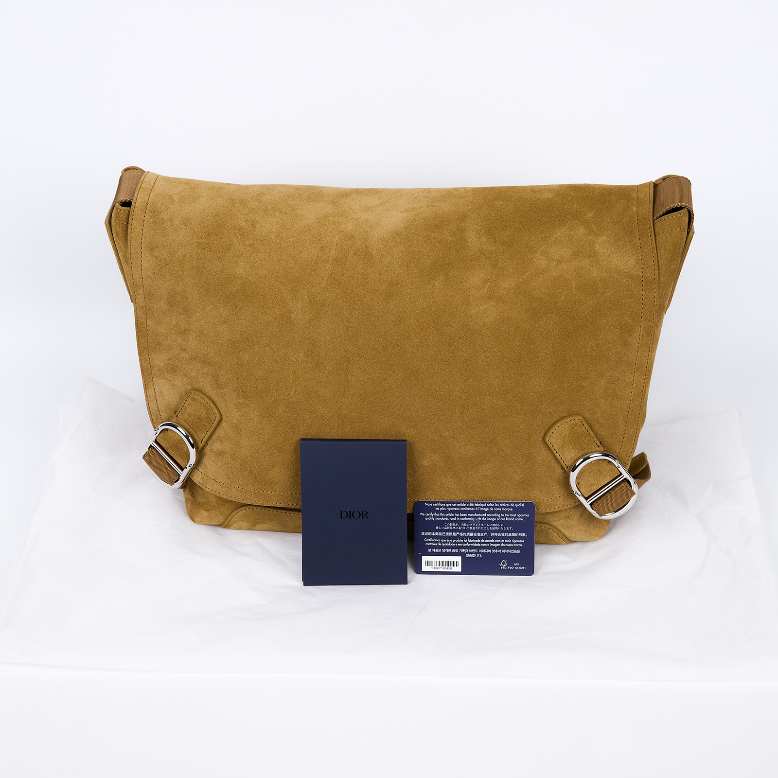 迪奧 CHRISTIAN DIOR Dior Jett 郵差包 斜背包 肩背包 1DBME214BCN 棕色麂面Jett 中型翻蓋郵差包 保證卡