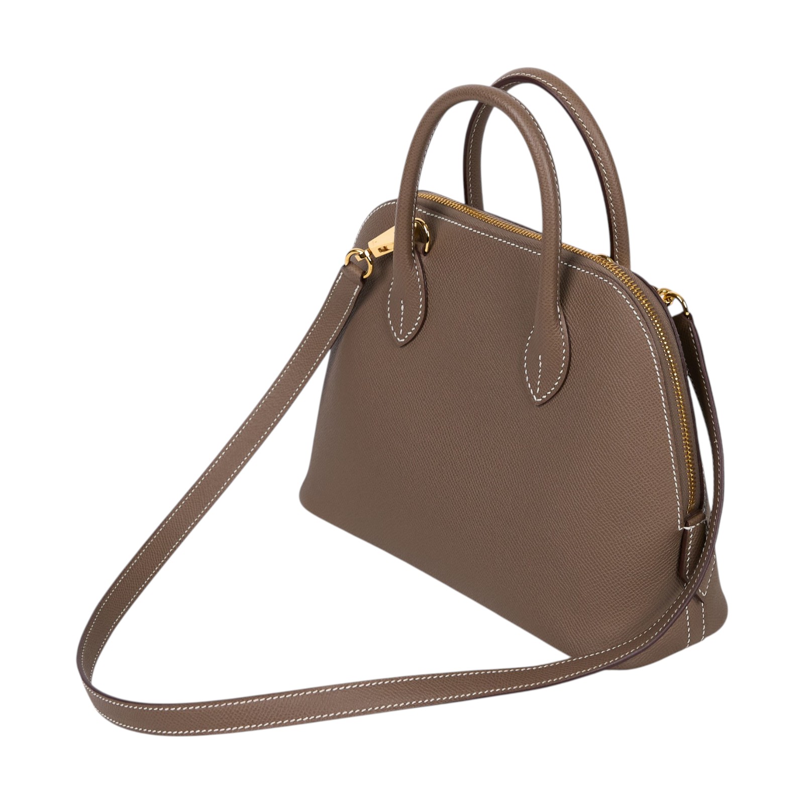 愛馬仕 Hermes Bolide Bag  1923 柏莉包 25 金色五金 大象灰 H082798CC18 /U I T704 AT  原廠盒子/防塵袋/購買證明影本/背帶/鎖組/雨衣