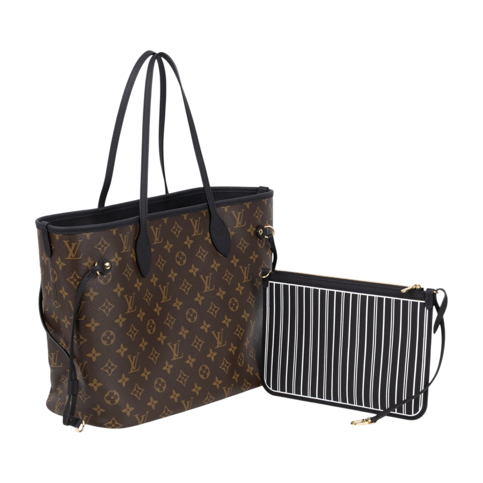 路易威登 LOUIS VUITTON Neverfull Inside Out MM 老花 牛皮 肩背包 雙面 黑色 M11946 晶片款  原廠盒子/防塵袋/購買證明