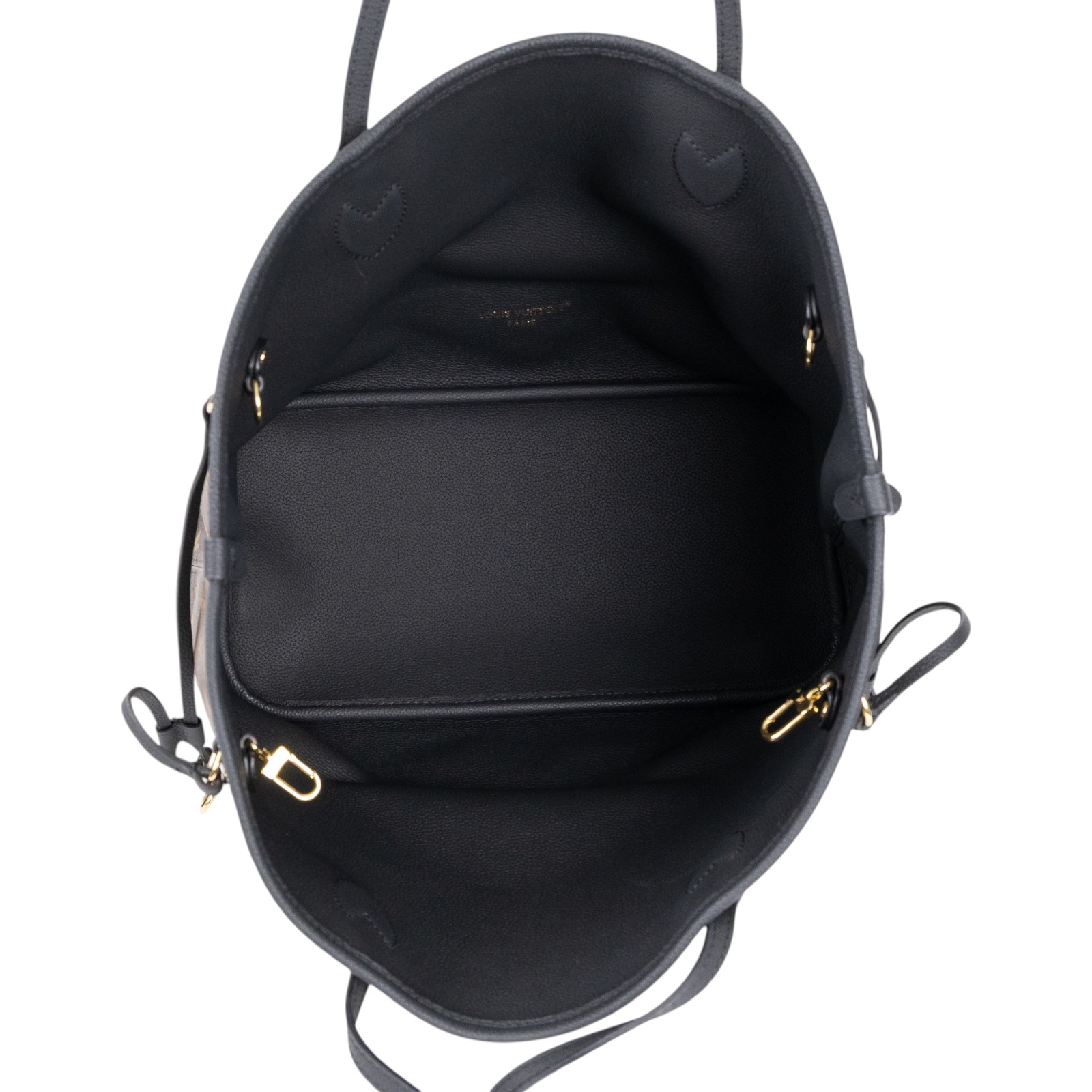 路易威登 LOUIS VUITTON Neverfull Inside Out MM 老花 牛皮 肩背包 雙面 黑色 M11946 晶片款  原廠盒子/防塵袋/購買證明