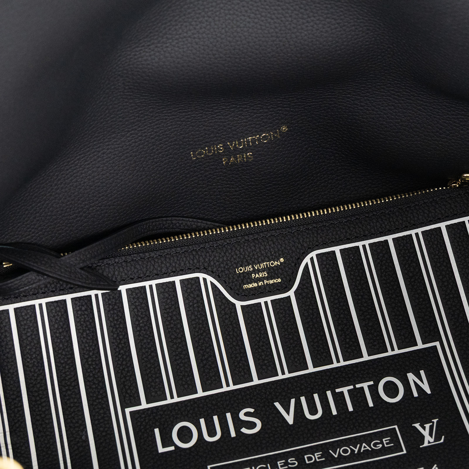 路易威登 LOUIS VUITTON Neverfull Inside Out MM 老花 牛皮 肩背包 雙面 黑色 M11946 晶片款  原廠盒子/防塵袋/購買證明