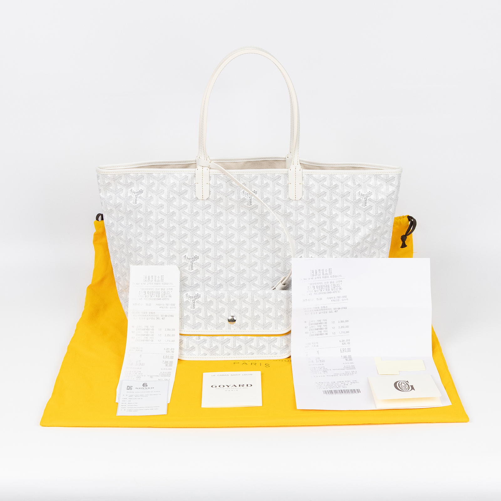 高雅德 GOYARD Saint Louis PM Bag 托特包 STLOUIPMLTY 白SAINT LOUIS  PM 防塵袋/國外購買證明