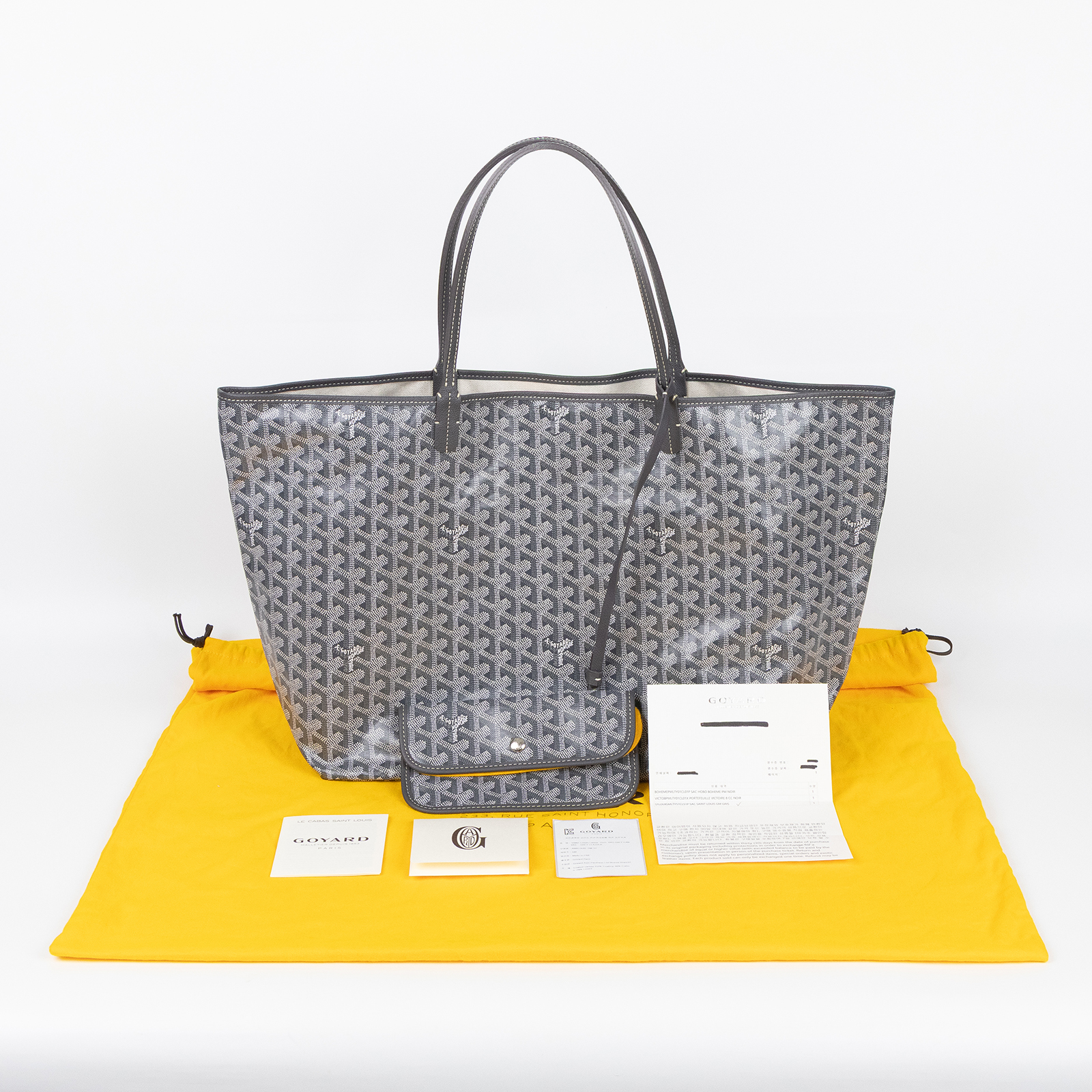 高雅德 GOYARD Saint Louis GM Bag 托特包 STLOUIGMLTY 灰SAINT LOUIS GM 防塵袋/國外購買證明