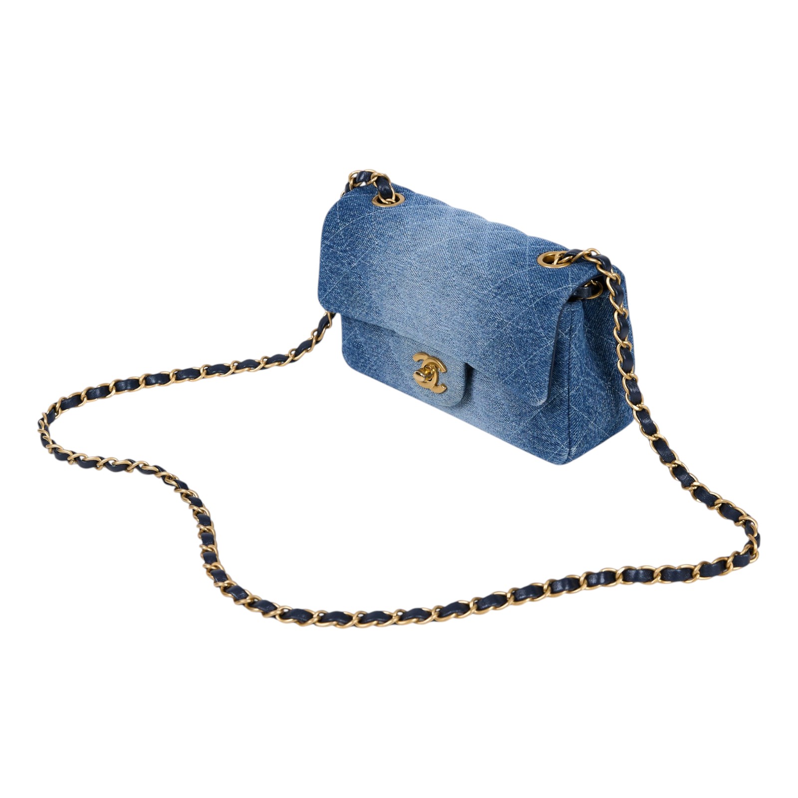 香奈兒 CHANEL CF 迷你 口蓋包 A69900_DEMIN 晶片款 單寧漸層COCO20 原廠盒子/防塵袋