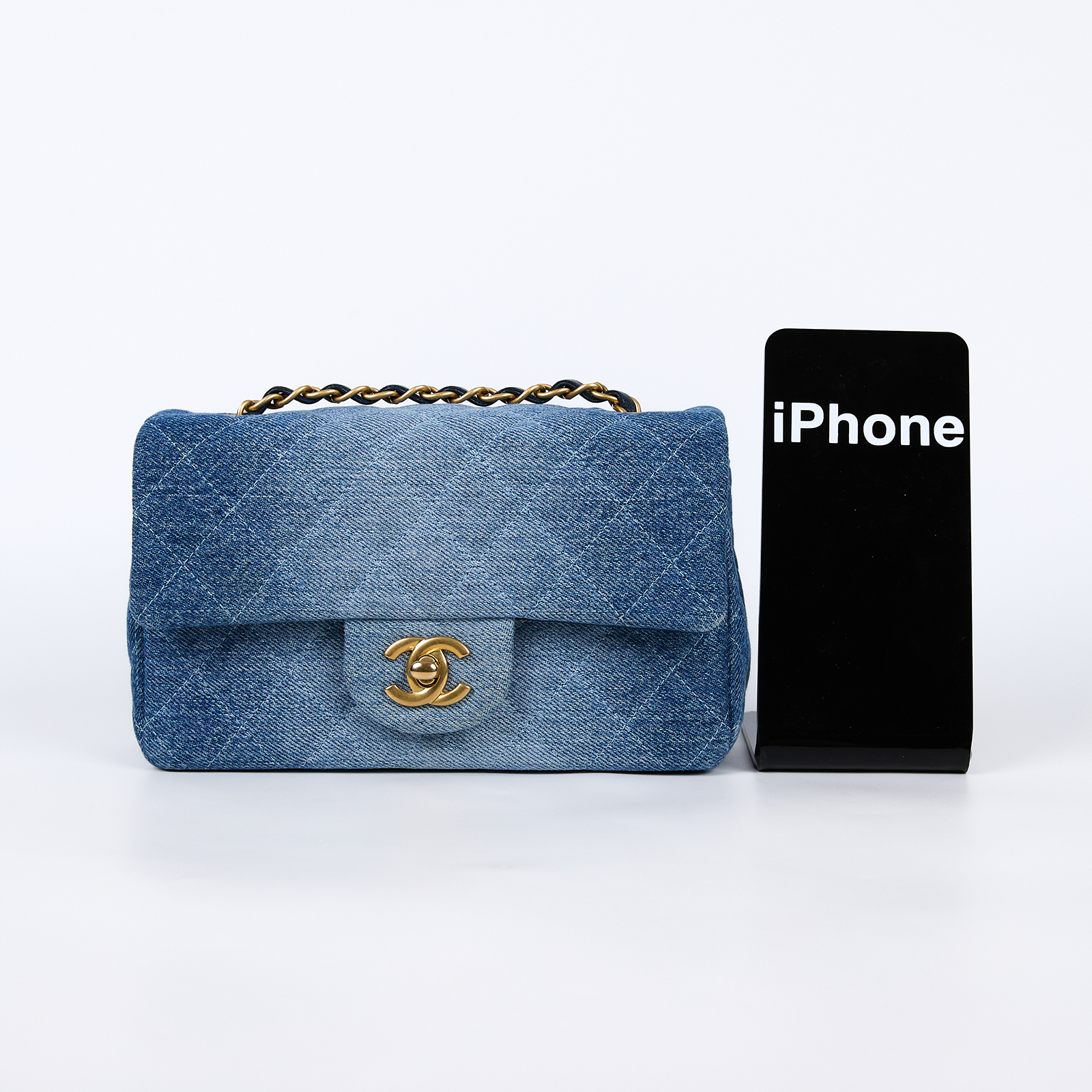 香奈兒 CHANEL CF 迷你 口蓋包 A69900_DEMIN 晶片款 單寧漸層COCO20 原廠盒子/防塵袋