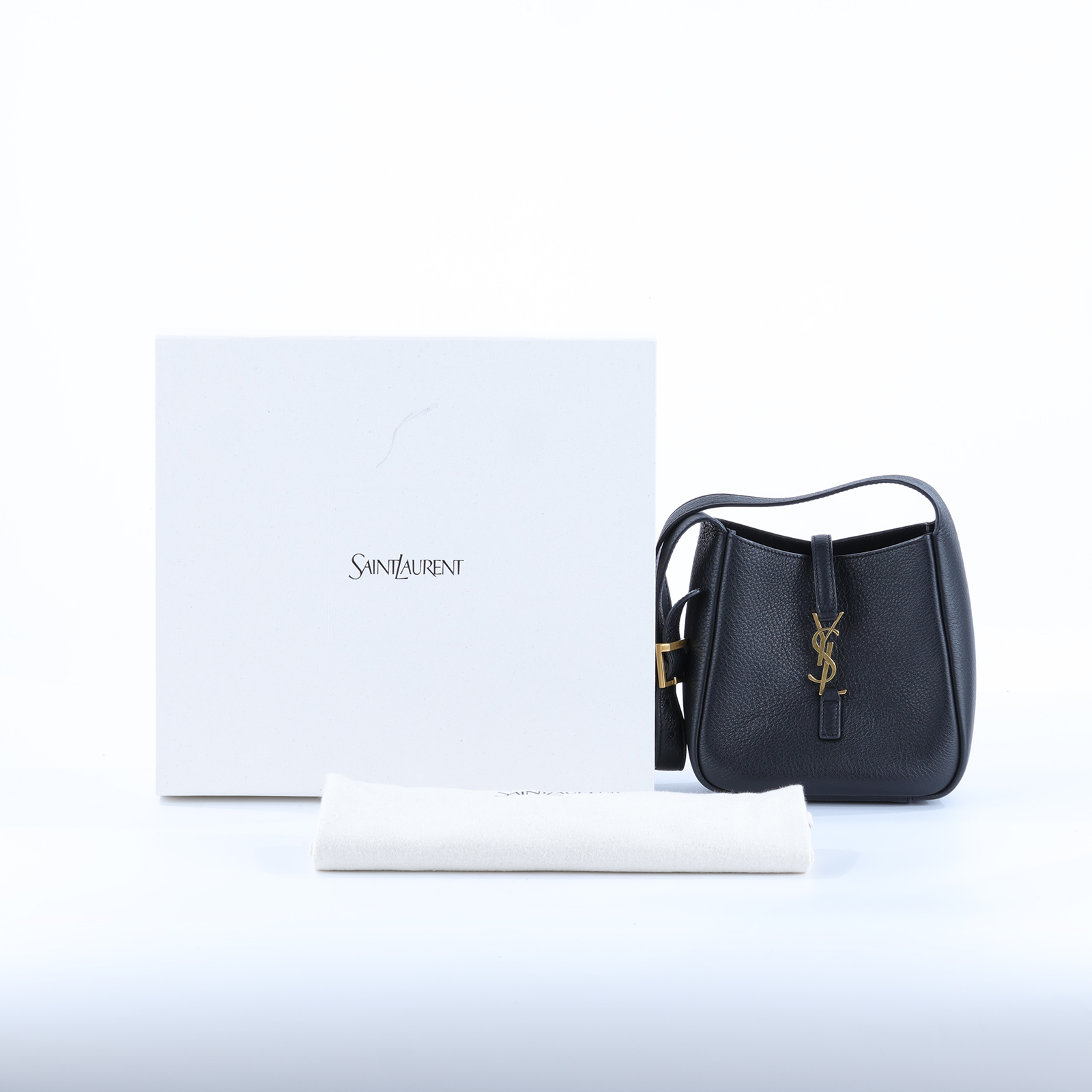 聖羅蘭 YSL SAINT LAURENT LE 5 À 7 柔軟粒面皮革 Baby 手提包 809461AADUU  原廠盒子/防塵袋