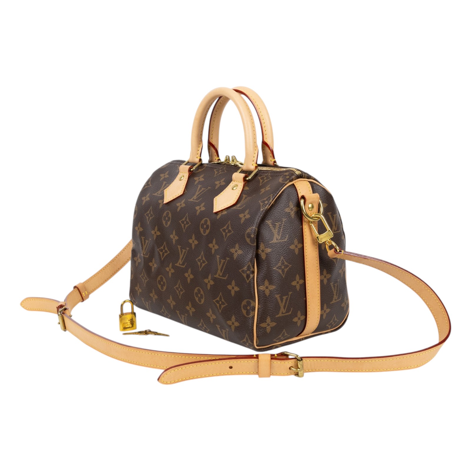 路易威登 LOUIS VUITTON Speedy Bandoulière 25  波士頓包 手提包 經典帆布 M46977 晶片款  防塵袋/背帶/鎖組