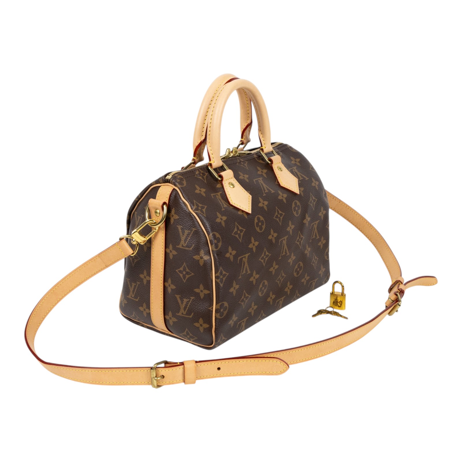 路易威登 LOUIS VUITTON Speedy Bandoulière 25  波士頓包 手提包 經典帆布 M46977 晶片款  防塵袋/背帶/鎖組