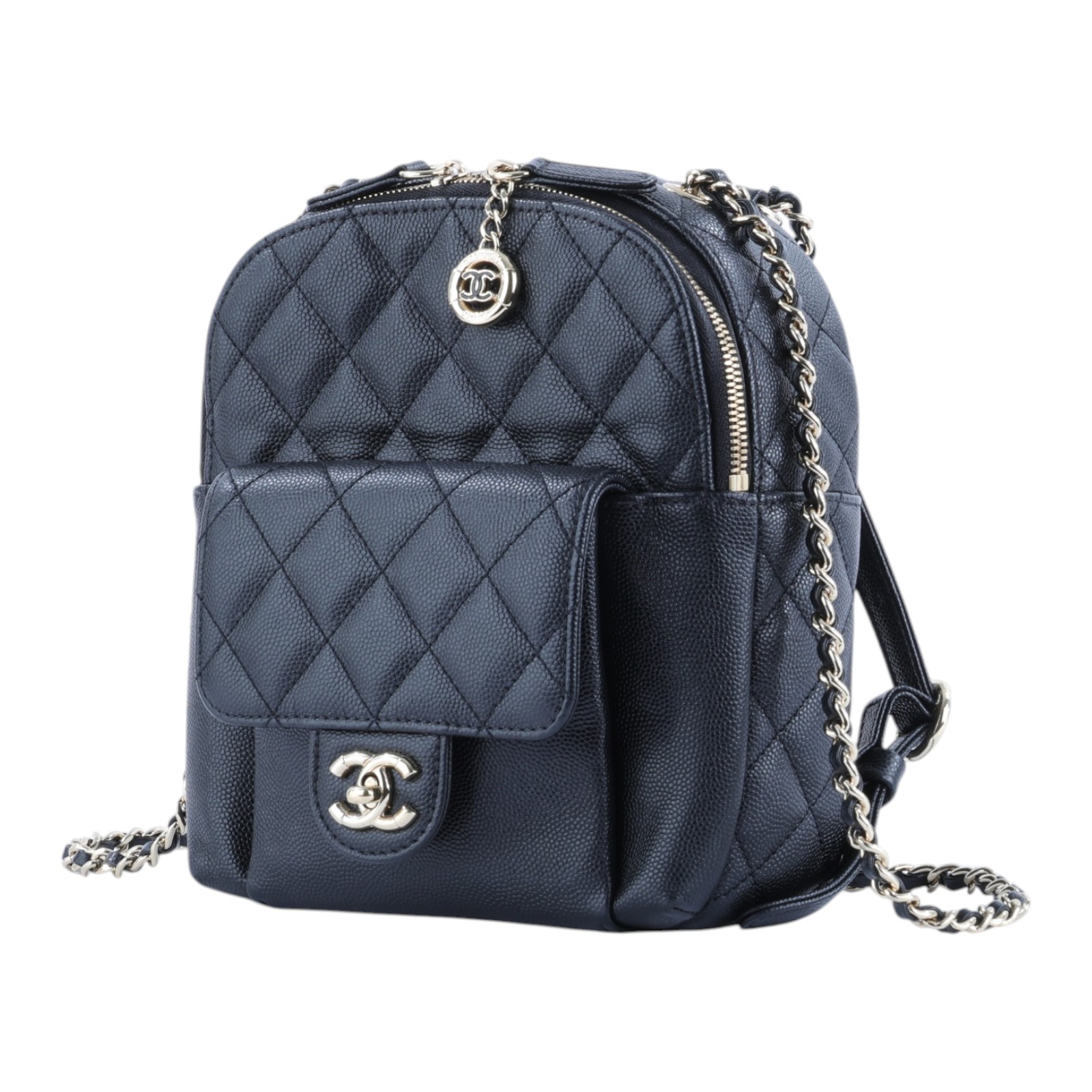 香奈兒 CHANEL 荔枝皮 小書包 迷你後背包  26開黑荔枝吊墜後背包 原廠盒子/防塵袋/保證卡