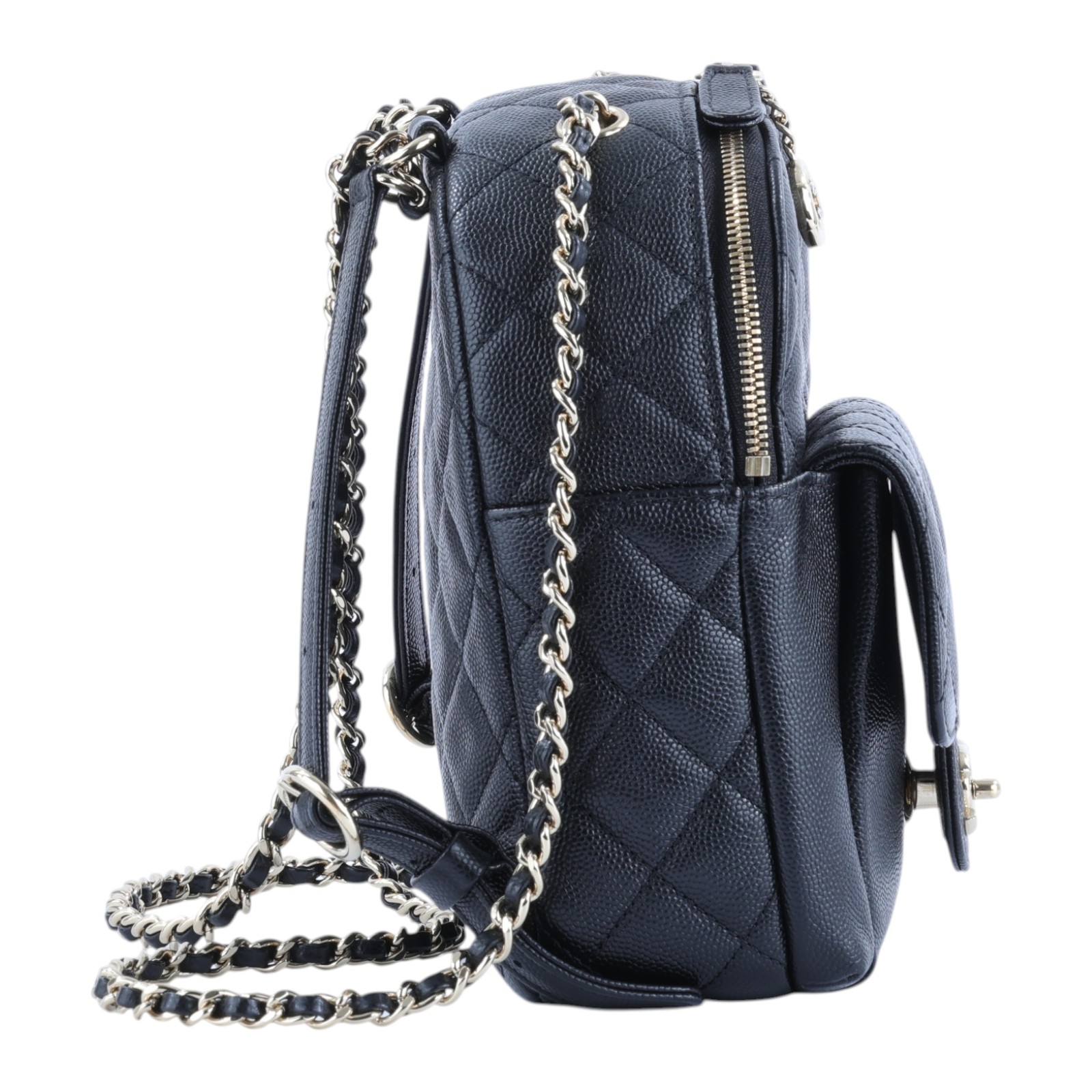 香奈兒 CHANEL 荔枝皮 小書包 迷你後背包  26開黑荔枝吊墜後背包 原廠盒子/防塵袋/保證卡