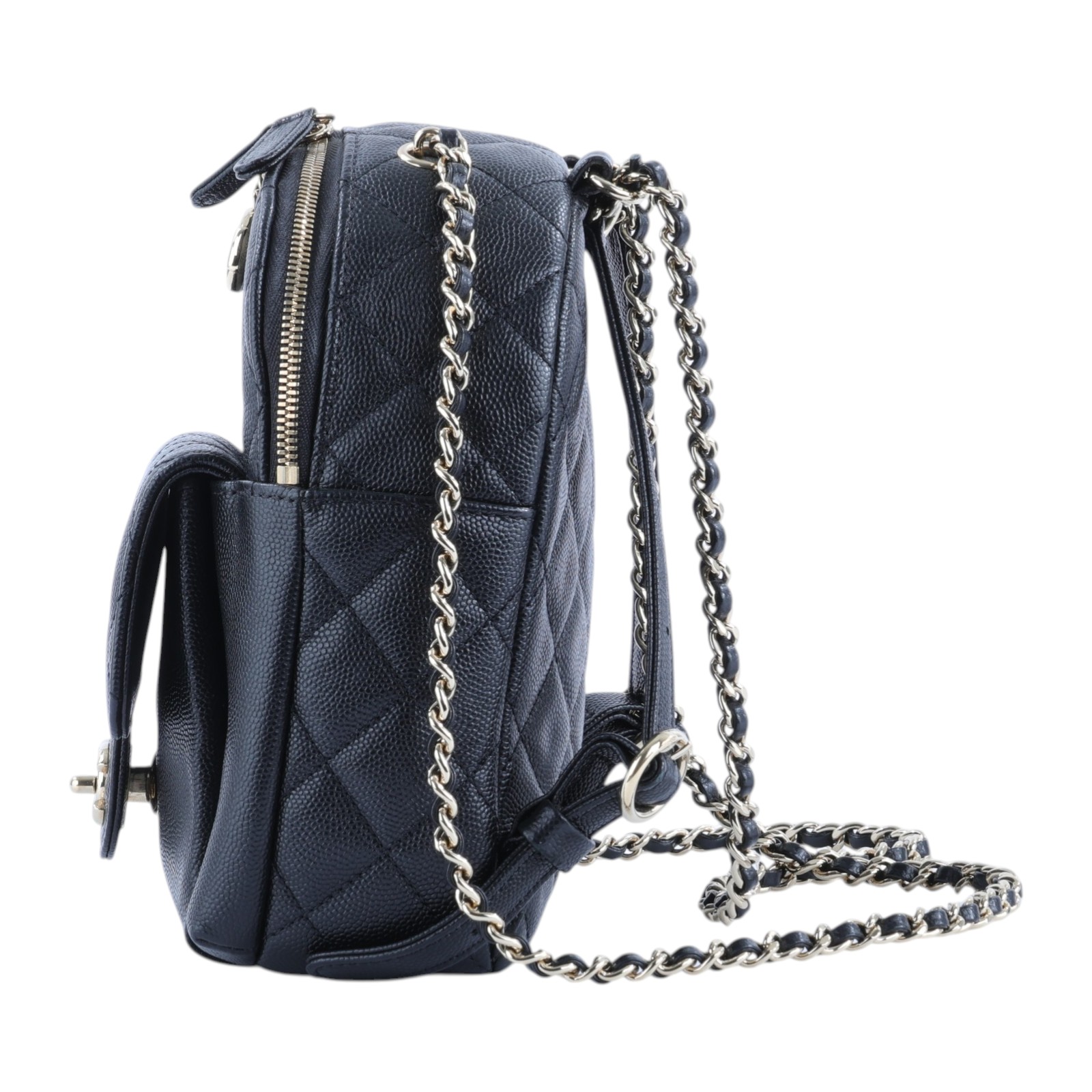 香奈兒 CHANEL 荔枝皮 小書包 迷你後背包  26開黑荔枝吊墜後背包 原廠盒子/防塵袋/保證卡