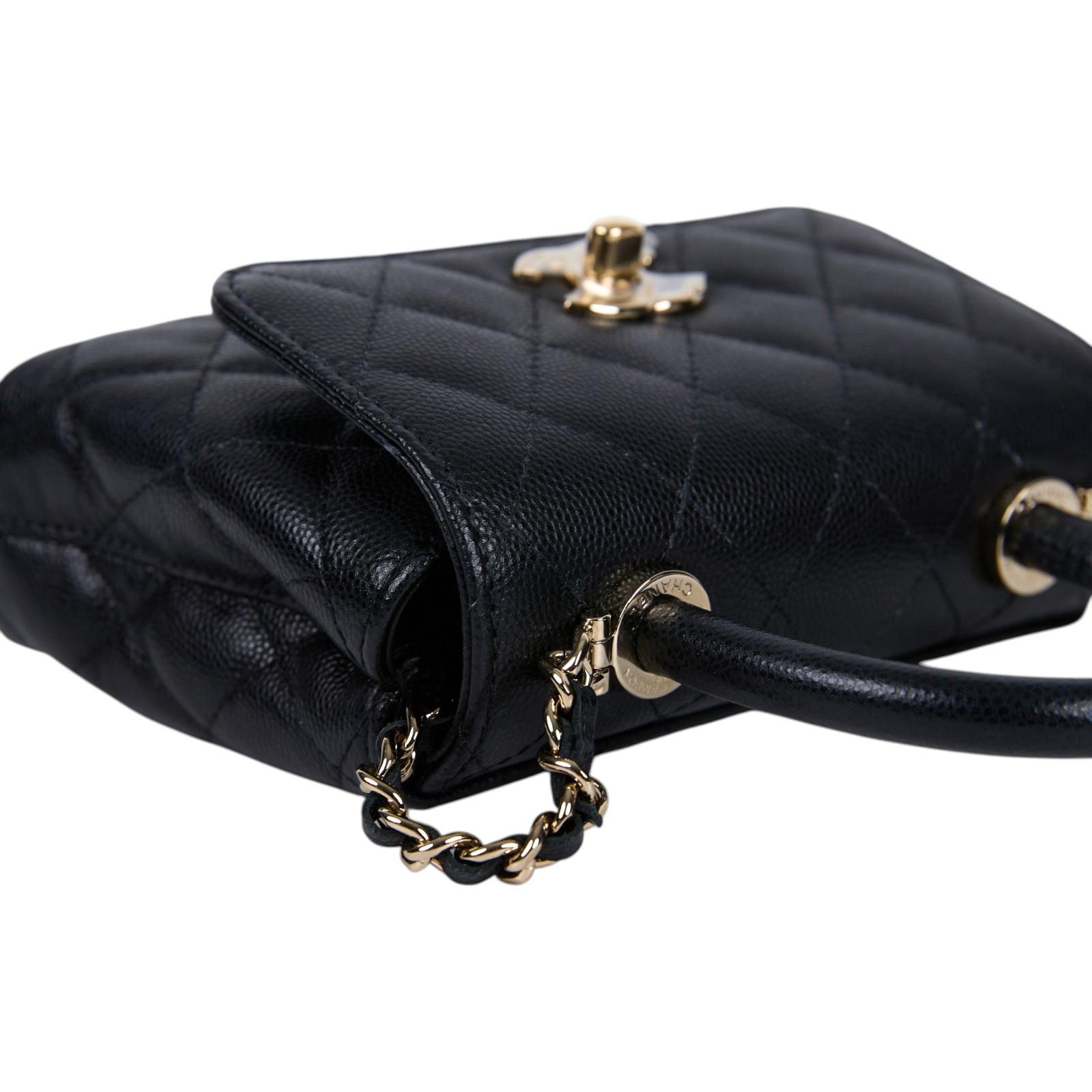 香奈兒 CHANEL Handle 手提 口蓋包 迷你 AP4244 B05061 晶片款 黑金荔枝COCO HANDLE MICRO 原廠盒子/防塵袋/購買證明