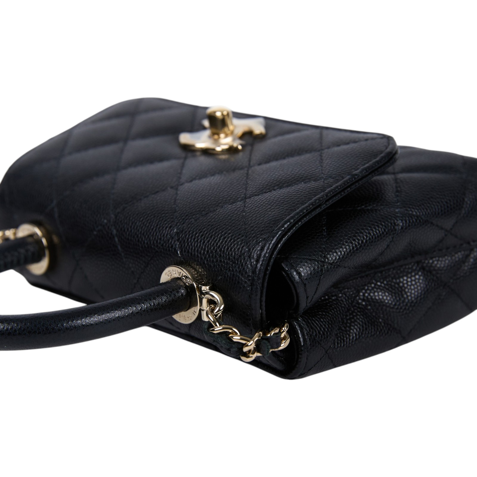 香奈兒 CHANEL Handle 手提 口蓋包 迷你 AP4244 B05061 晶片款 黑金荔枝COCO HANDLE MICRO 原廠盒子/防塵袋/購買證明