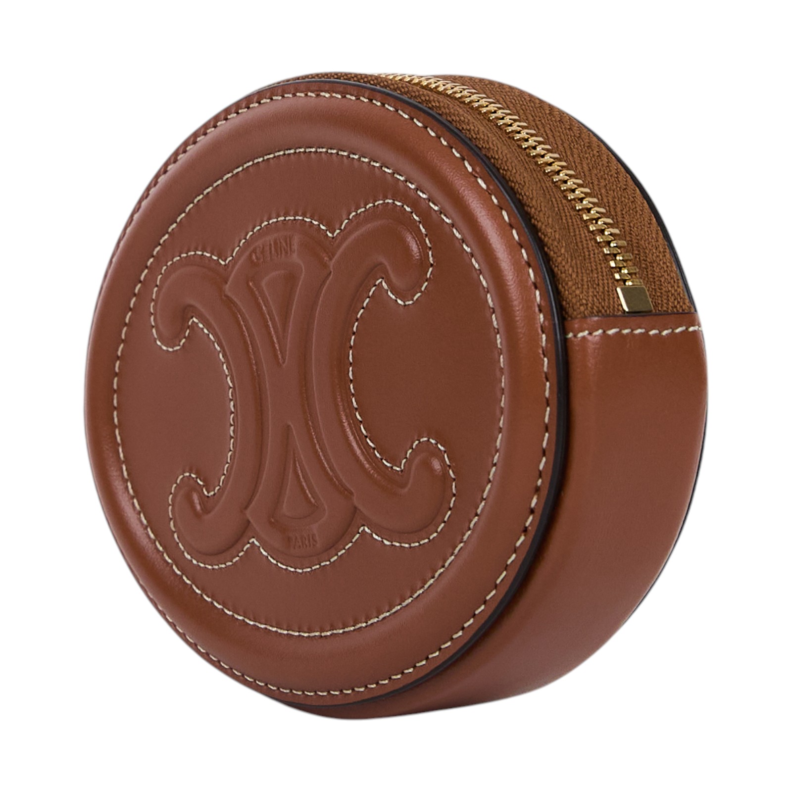 思琳 CELINE Triomphe 凱旋門 錢包 零錢包 手拿包 10I483DPQ 棕凱旋月餅零錢包 原廠盒子/防塵袋/國外購買證明影本