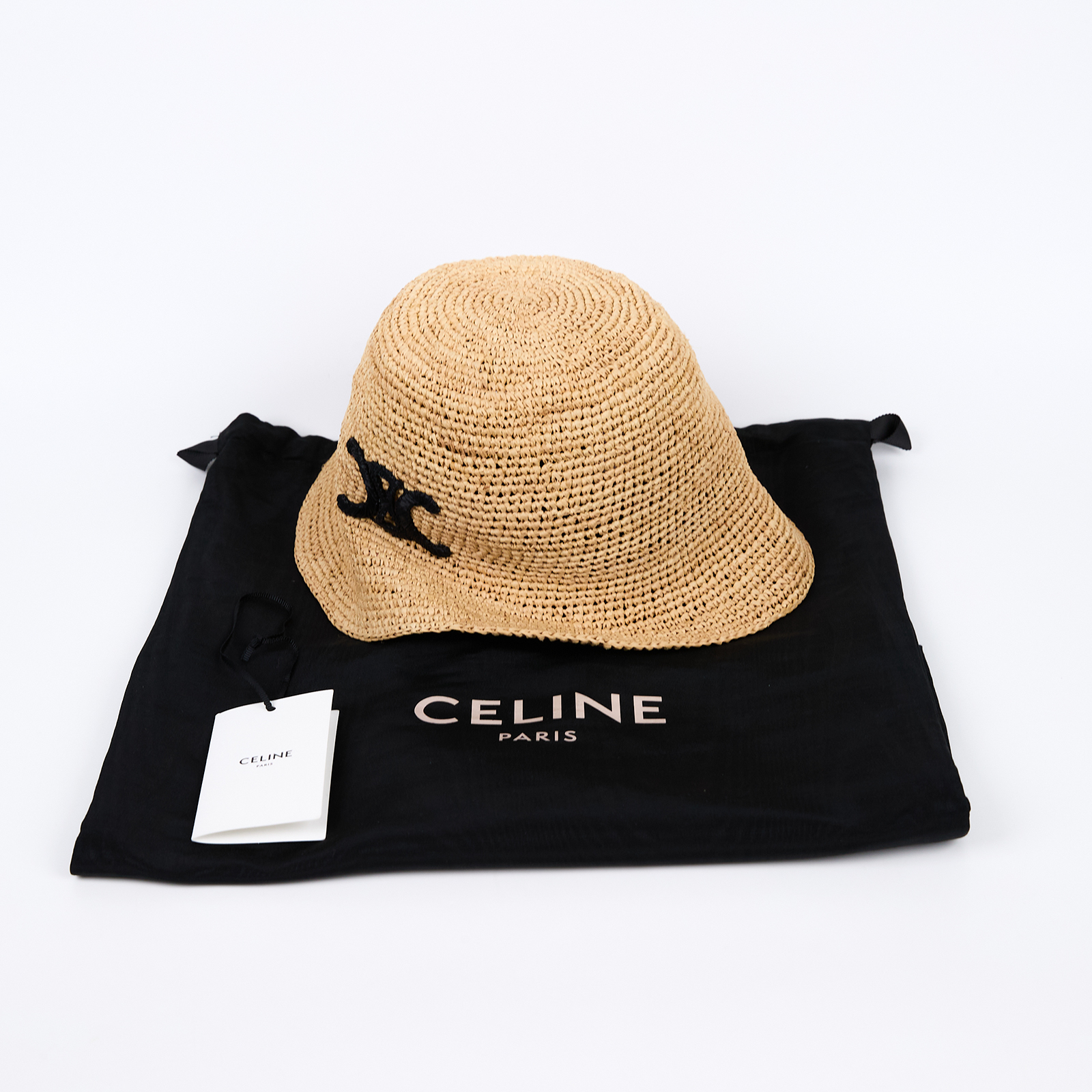 思琳 CELINE 凱旋門 拉菲草 漁夫帽 帽子 2AU9C517Q_L 凱旋草帽 防塵袋