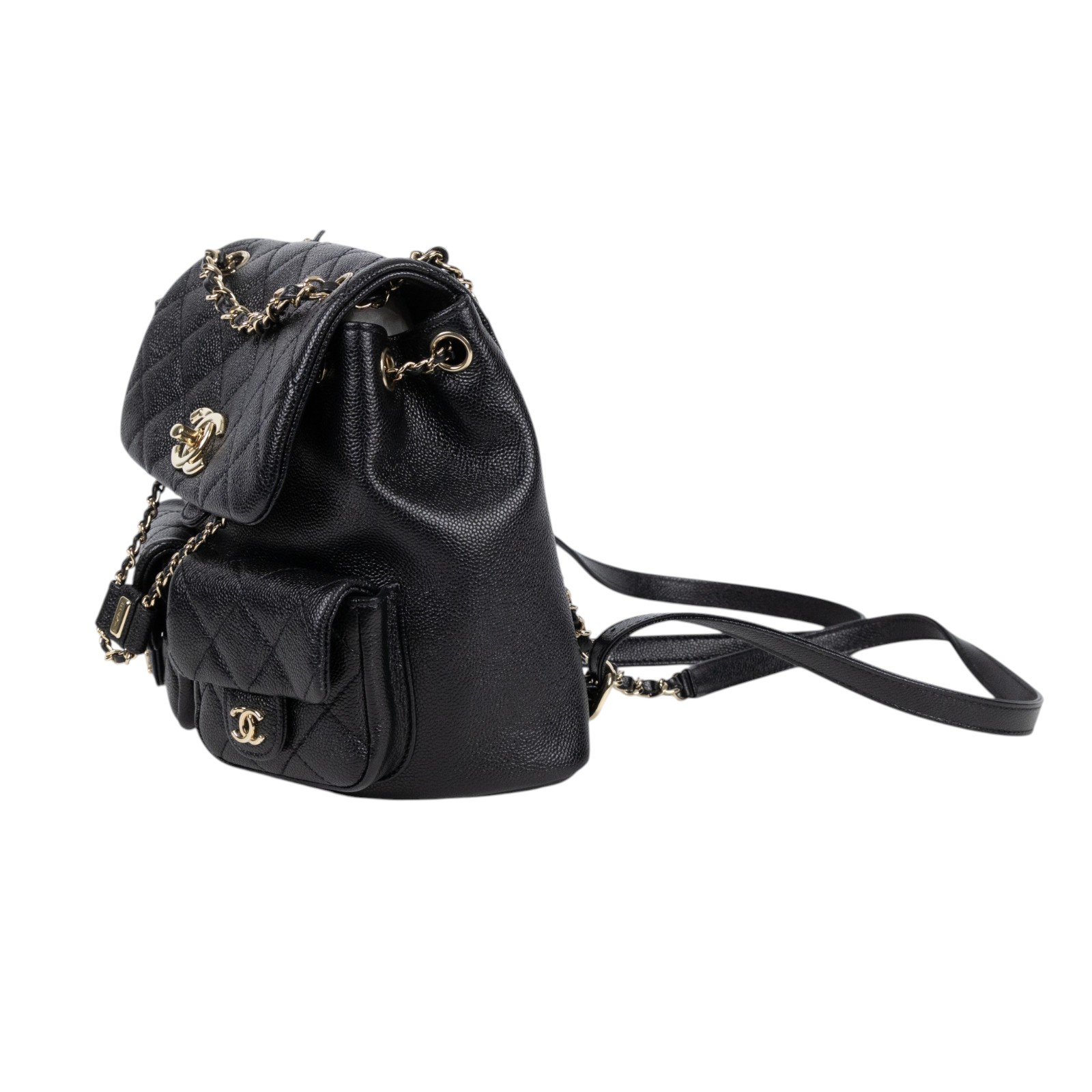 香奈兒 CHANEL Duma 經典 CC Logo 菱格紋 雙肩 後背包 AS3860 B10184 晶片款 黑金荔枝DUMA後背包 原廠盒子/防塵袋/購買證明