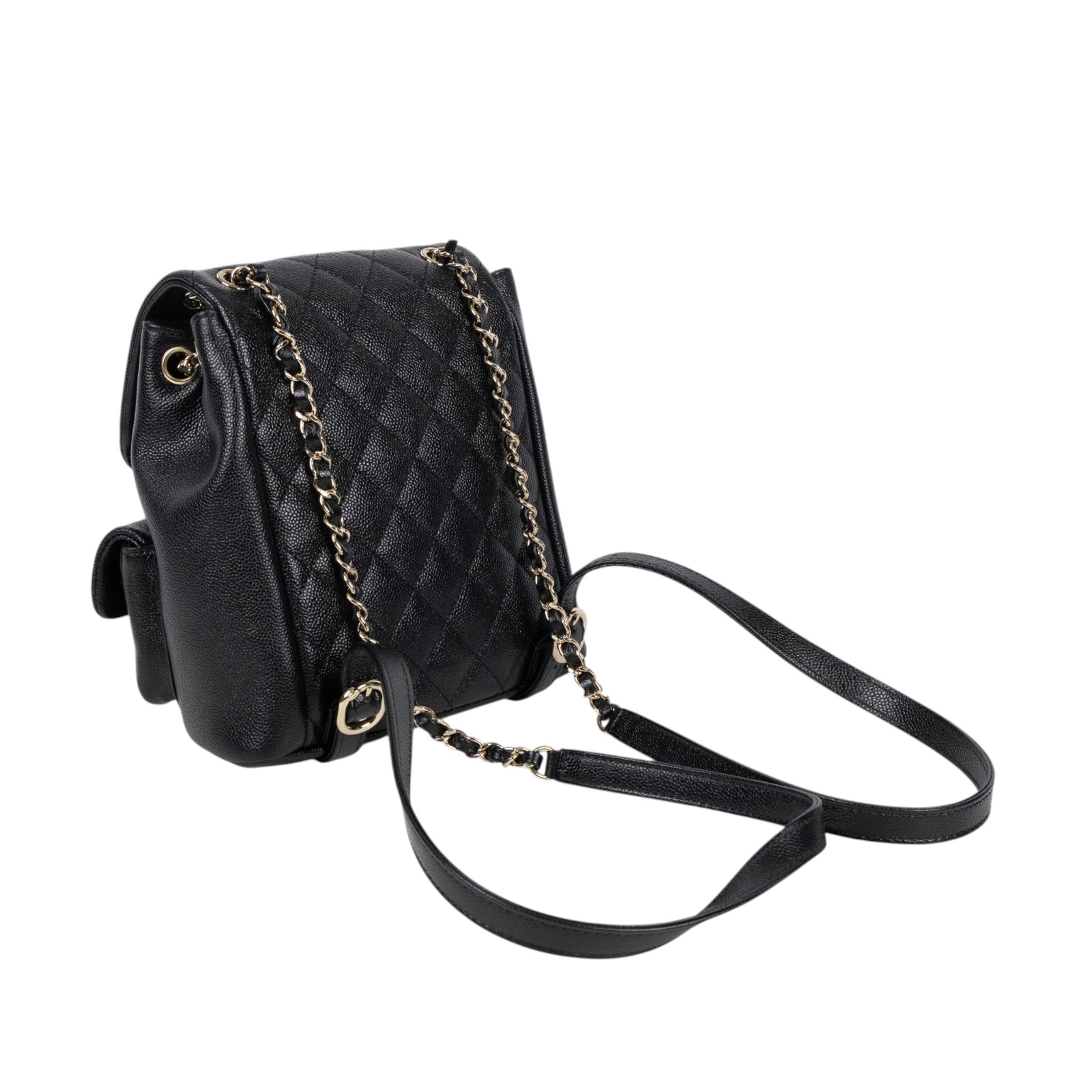 香奈兒 CHANEL Duma 經典 CC Logo 菱格紋 雙肩 後背包 AS3860 B10184 晶片款 黑金荔枝DUMA後背包 原廠盒子/防塵袋/購買證明