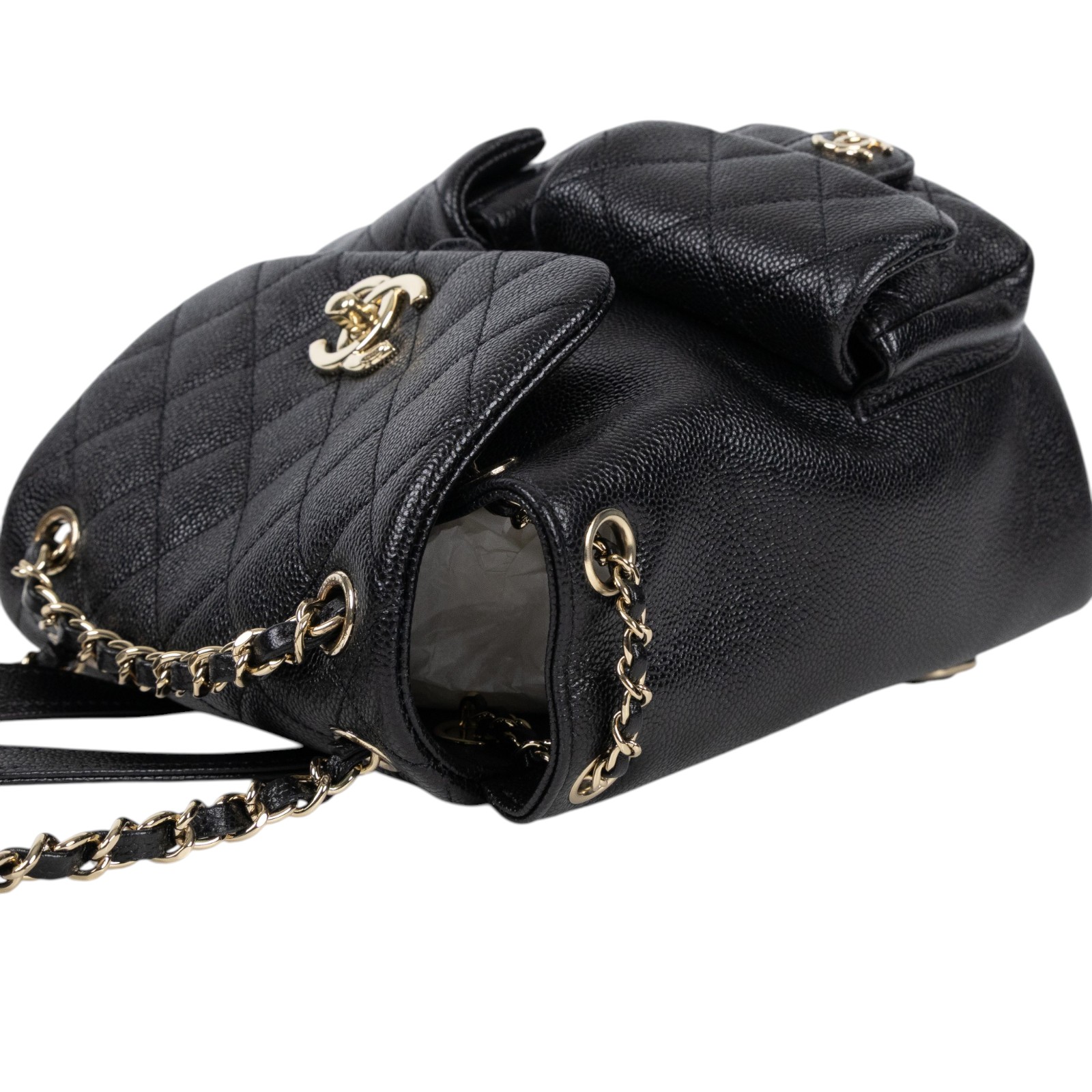 香奈兒 CHANEL Duma 經典 CC Logo 菱格紋 雙肩 後背包 AS3860 B10184 晶片款 黑金荔枝DUMA後背包 原廠盒子/防塵袋/購買證明