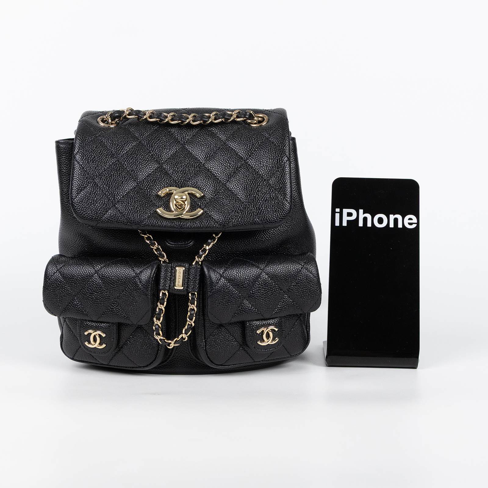 香奈兒 CHANEL Duma 經典 CC Logo 菱格紋 雙肩 後背包 AS3860 B10184 晶片款 黑金荔枝DUMA後背包 原廠盒子/防塵袋/購買證明