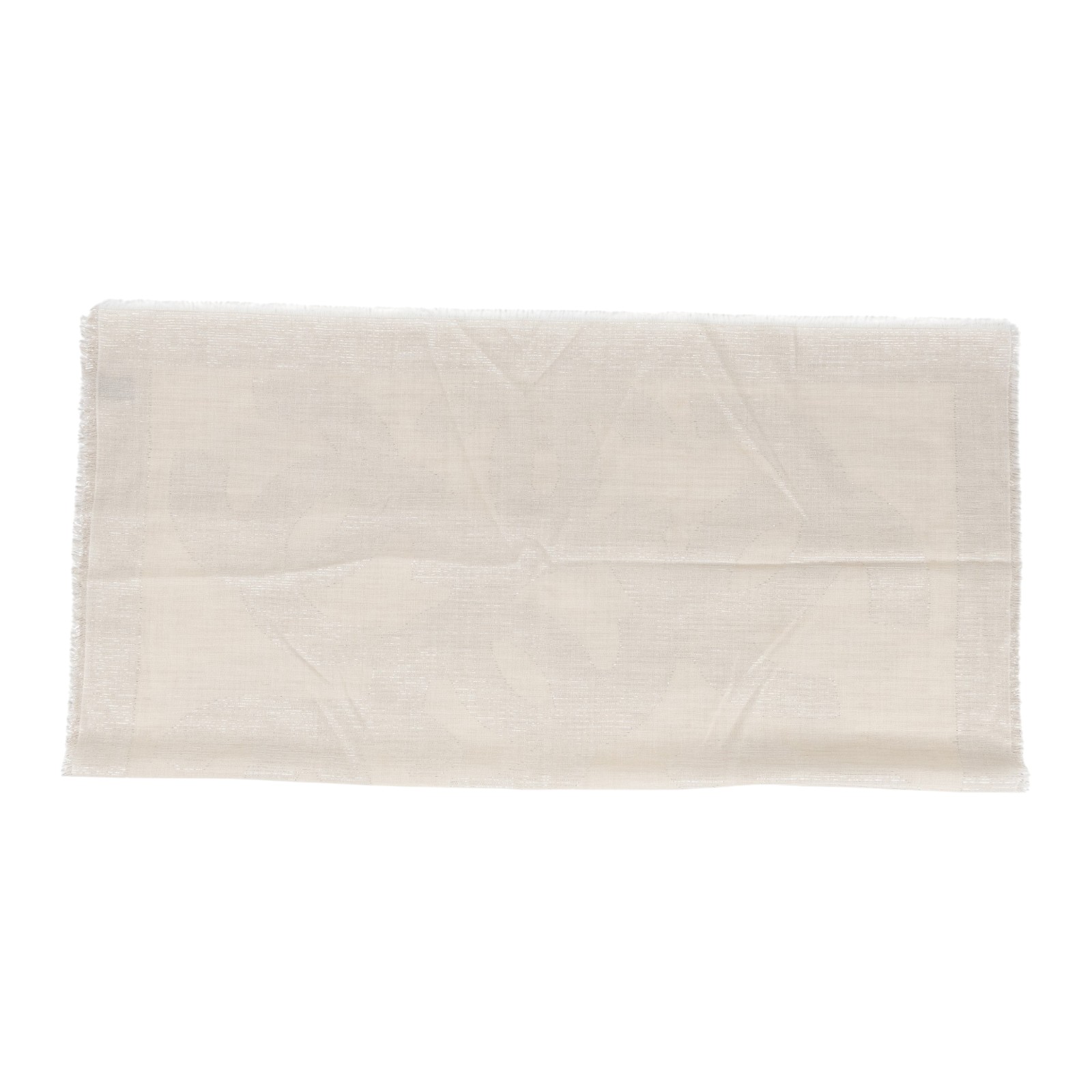 香奈兒 CHANEL 披肩 圍巾  米金蔥方巾 原廠盒子