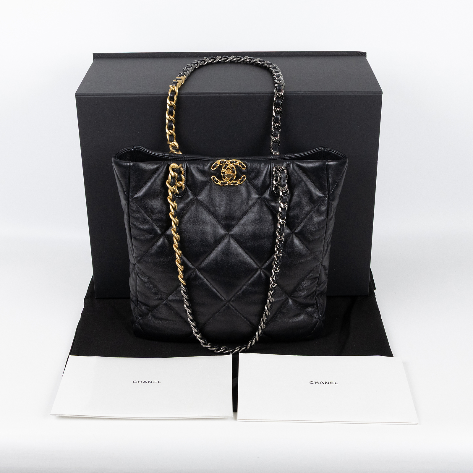 香奈兒 CHANEL 19 購物袋 AS3519 晶片款 黑金羊19托特包 原廠盒子/防塵袋