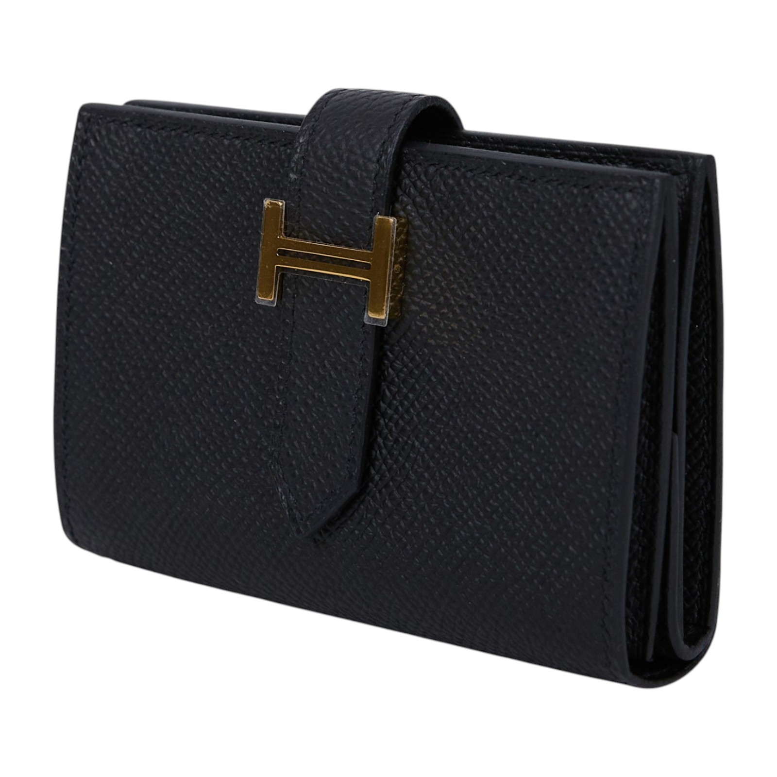 愛馬仕 Hermes Bearn Mini 短夾 金色五金 黑色 H039796CC89 /W AI 009 WS W刻 黑BEARN MINI 原廠盒子