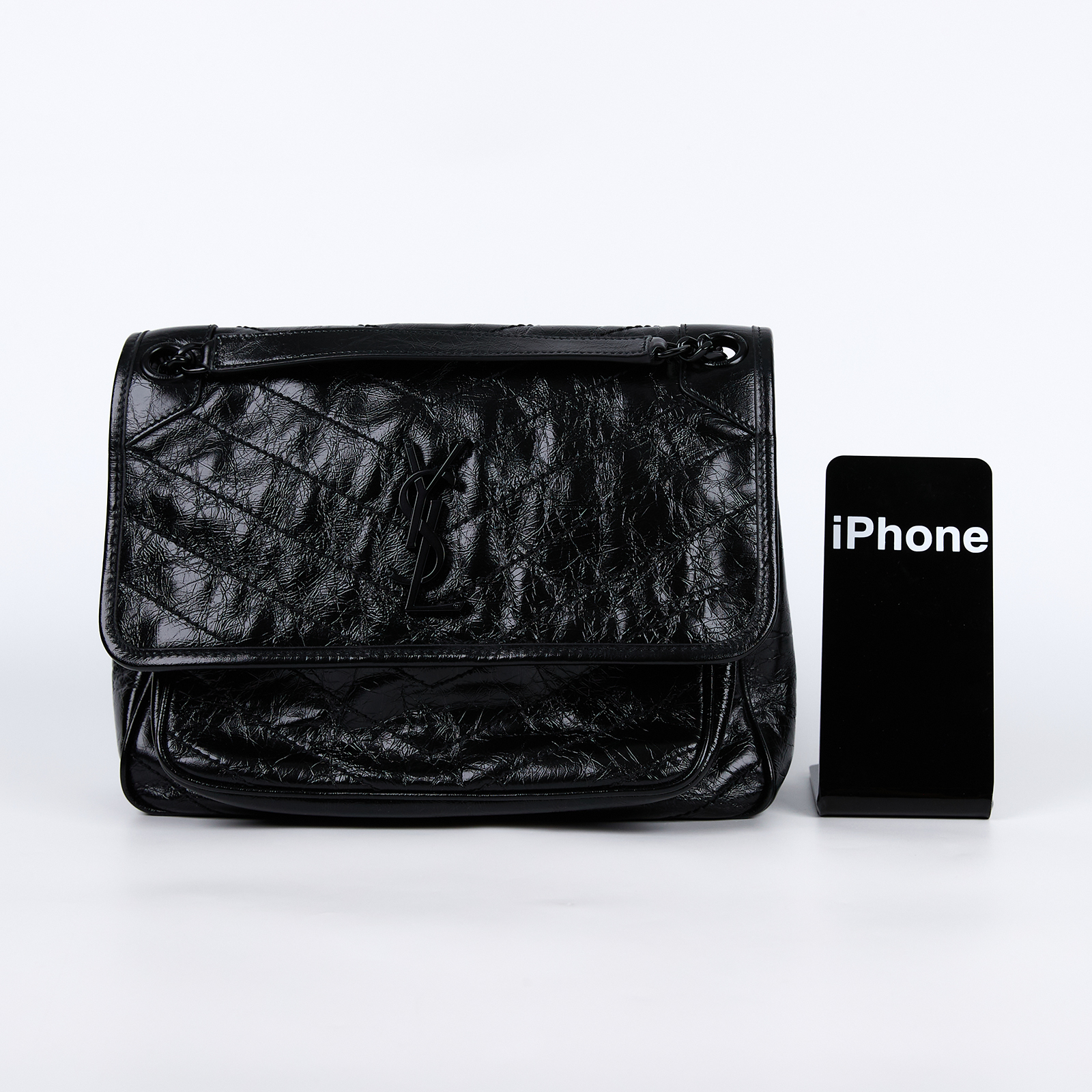 聖羅蘭 YSL SAINT LAURENT Niki 復古皮革 中型手袋 6331840EN08 SO BLACK NIKI 中號 防塵袋