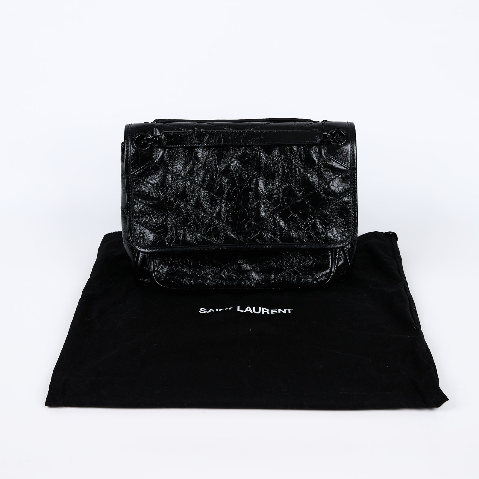 聖羅蘭 YSL SAINT LAURENT Niki 復古皮革 中型手袋 6331840EN08 SO BLACK NIKI 中號 防塵袋