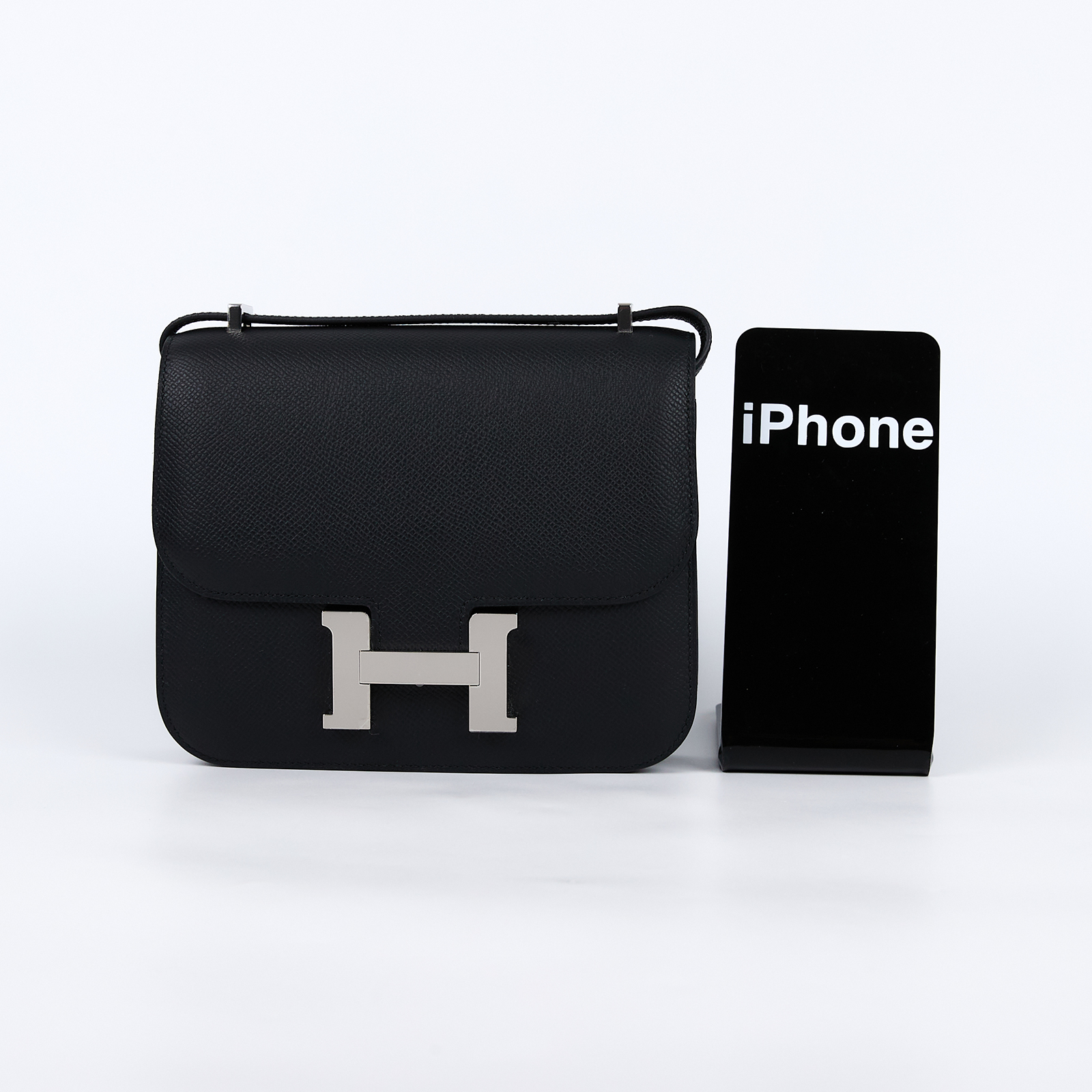 愛馬仕 Hermes Constance Bag 康康包 MIni 18  銀色五金 黑色 H083905CK89 /W MS 319 AP  原廠盒子/防塵袋/購買證明影本/鏡子