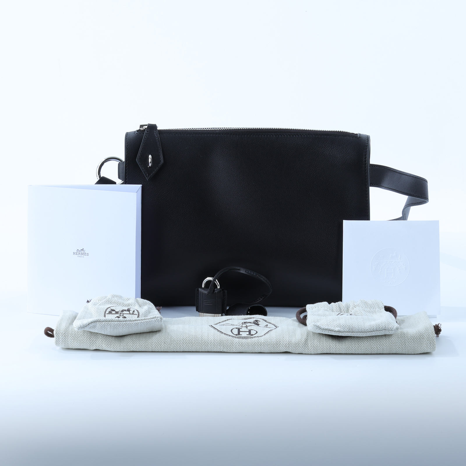 愛馬仕 Hermes Bolittle pouch 斜背包 銀色五金 黑色 H084613CK89 /W PU 006 NI  防塵袋/購買證明/鎖組