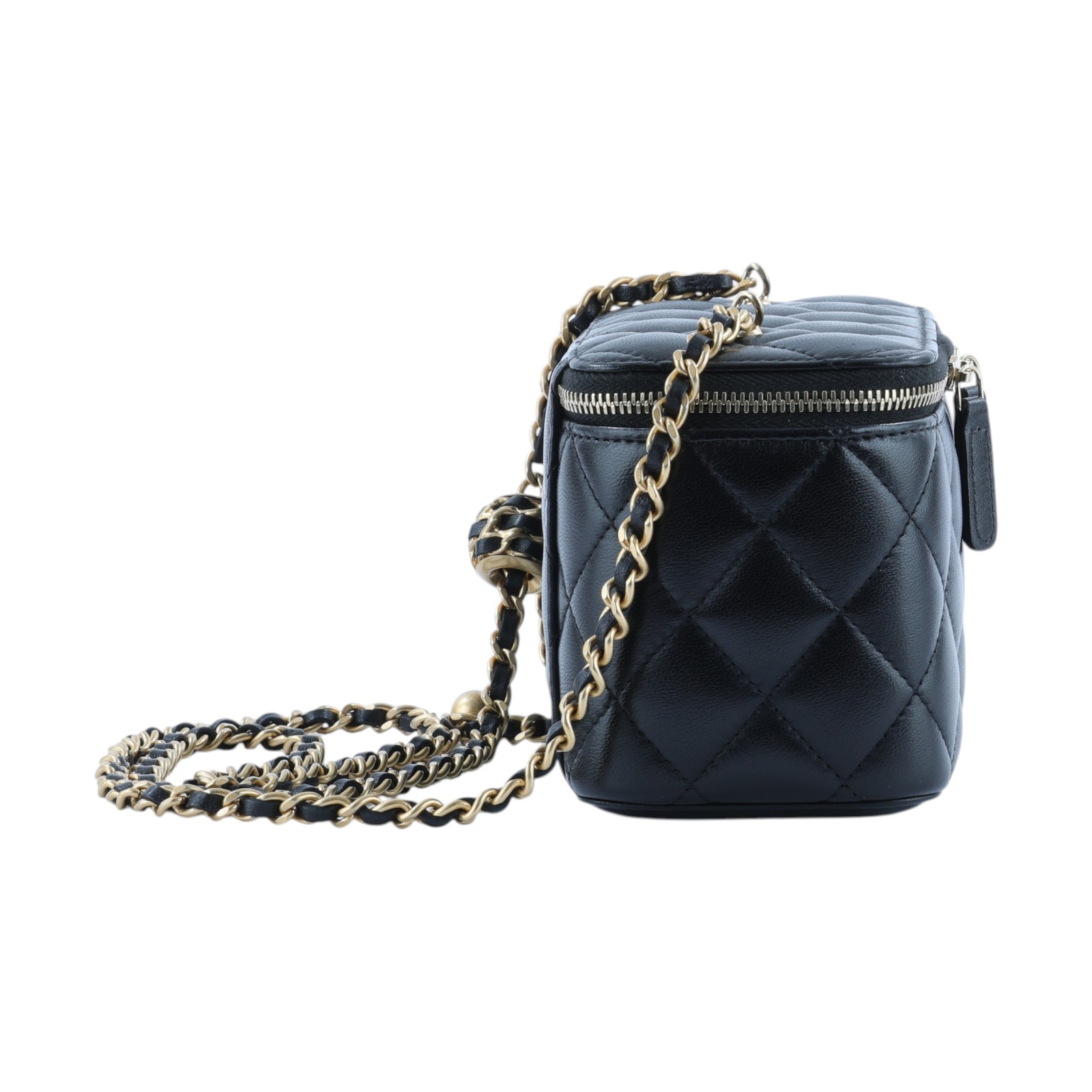 香奈兒 CHANEL CC LOGO 化妝盒 化妝箱 斜背包 Vanity Case AP2303 32開黑金羊金球VANITY CASE 原廠盒子/防塵袋/保證卡