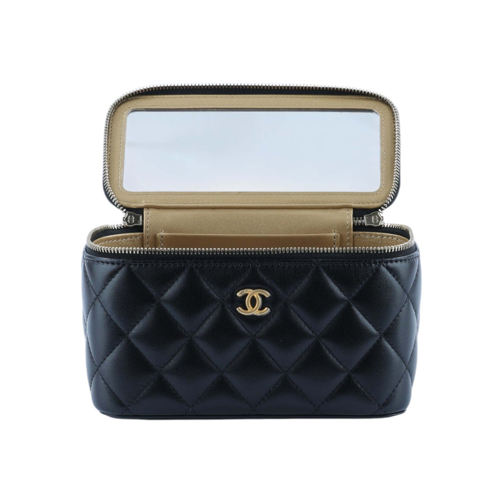 香奈兒 CHANEL CC LOGO 化妝盒 化妝箱 斜背包 Vanity Case AP2303 32開黑金羊金球VANITY CASE 原廠盒子/防塵袋/保證卡