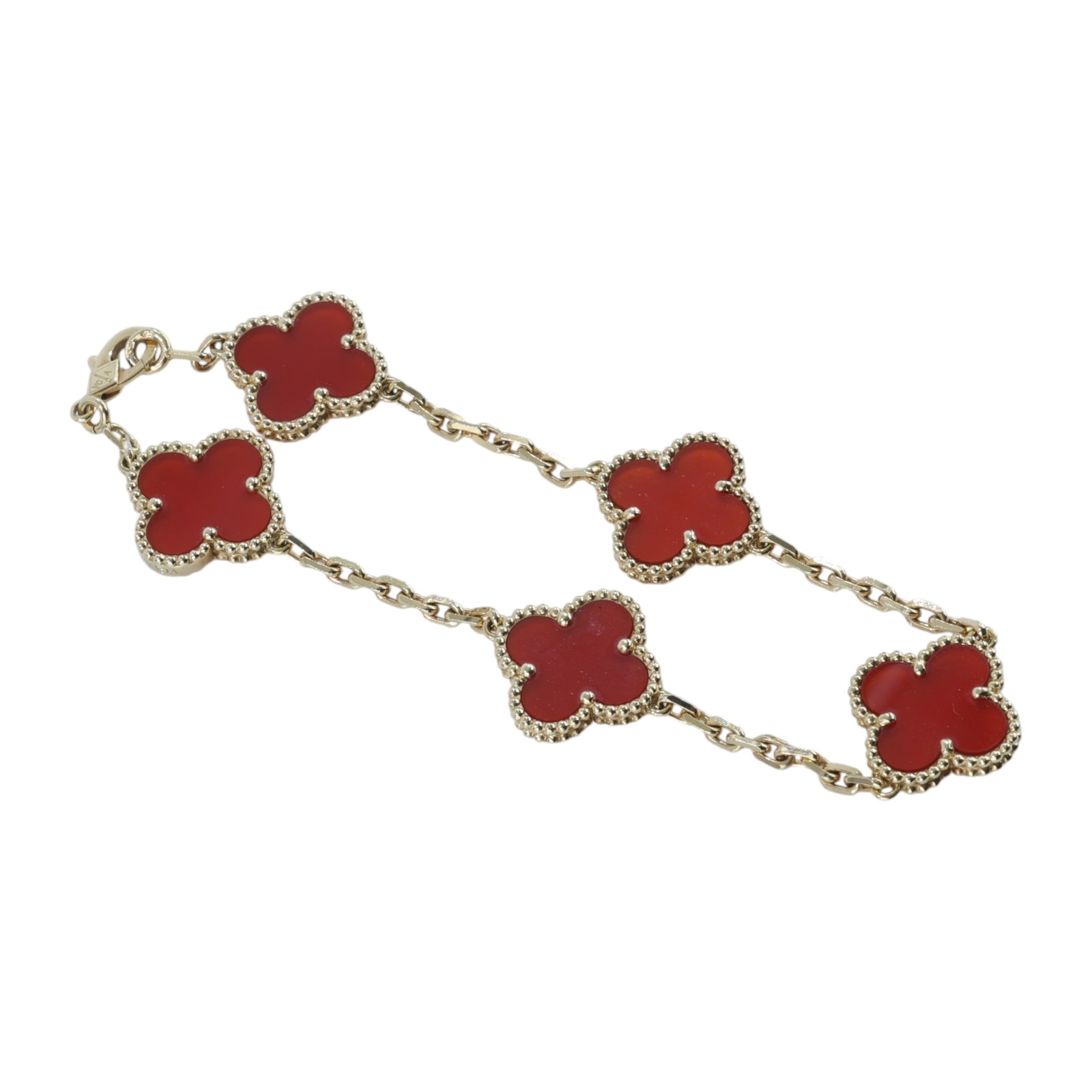 梵克雅寶 Van Cleef & Arpels Vintage Alhambra 手鍊 5枚四葉幸運圖騰 VCARD35500_改短1cm  防塵袋