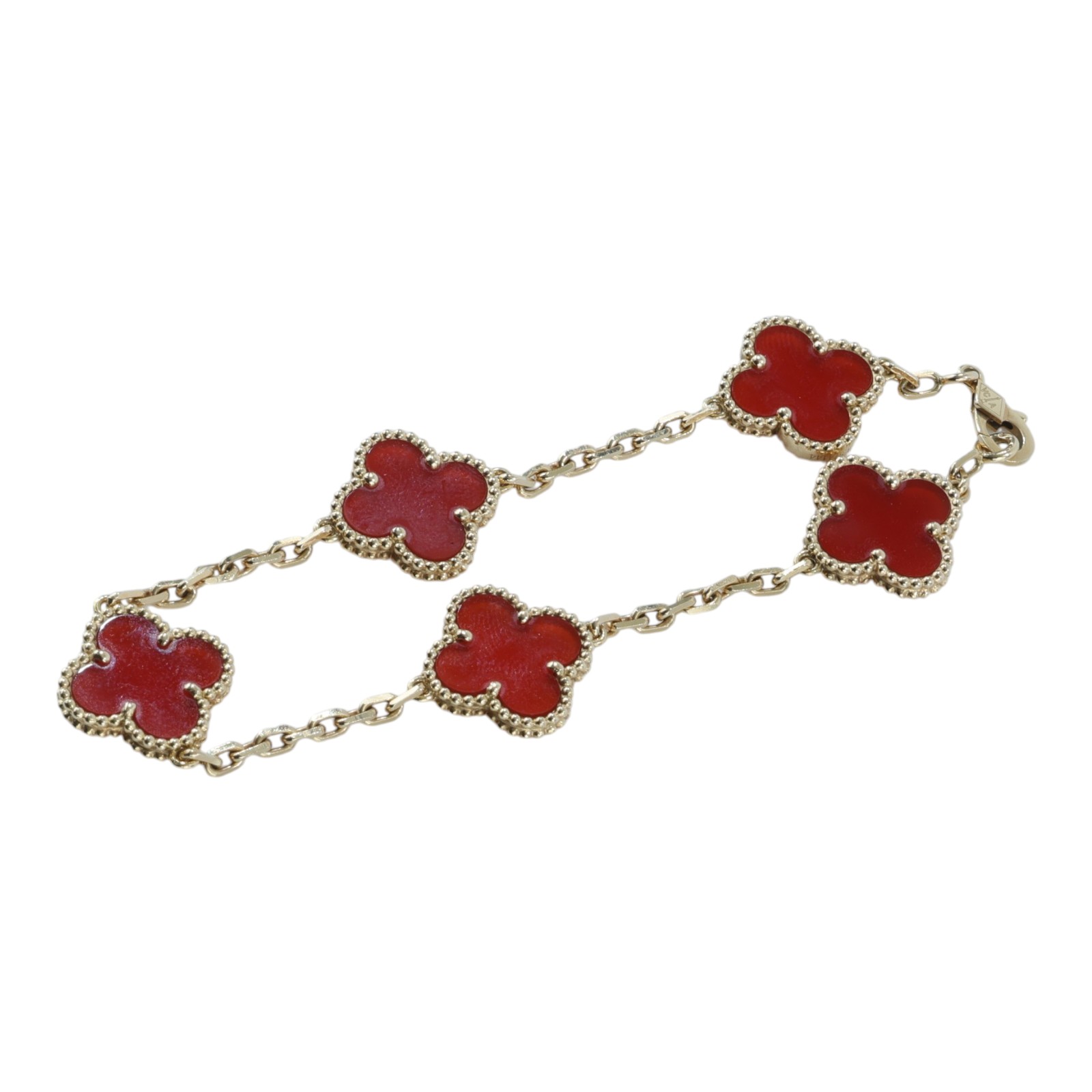 梵克雅寶 Van Cleef & Arpels Vintage Alhambra 手鍊 5枚四葉幸運圖騰 VCARD35500_改短1cm  防塵袋