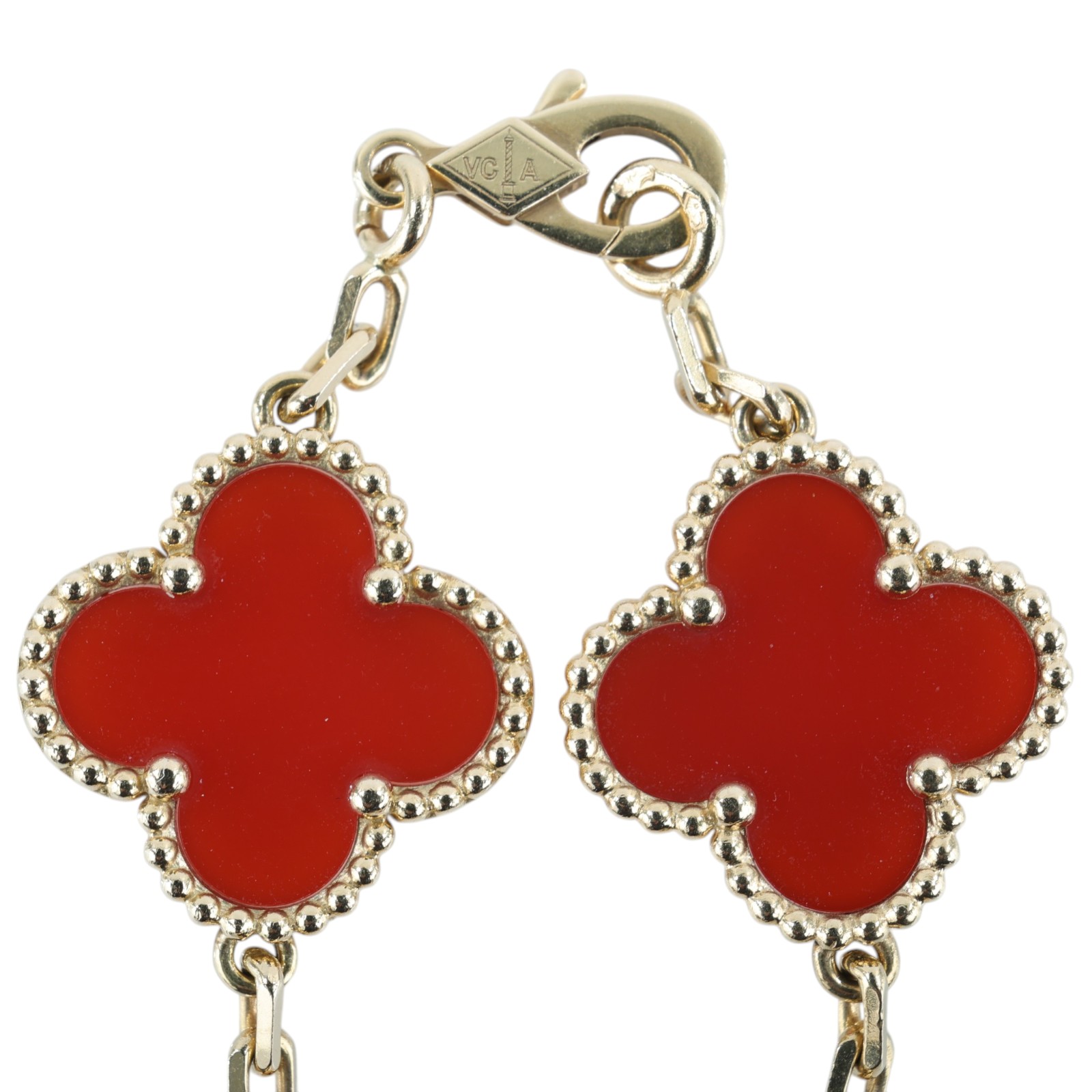 梵克雅寶 Van Cleef & Arpels Vintage Alhambra 手鍊 5枚四葉幸運圖騰 VCARD35500_改短1cm  防塵袋