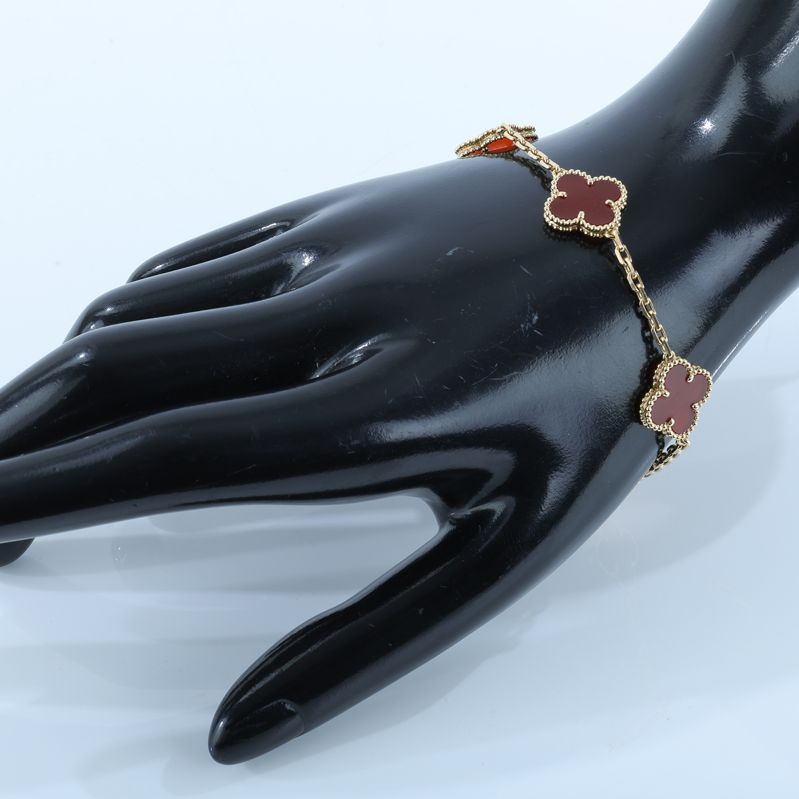 梵克雅寶 Van Cleef & Arpels Vintage Alhambra 手鍊 5枚四葉幸運圖騰 VCARD35500_改短1cm  防塵袋