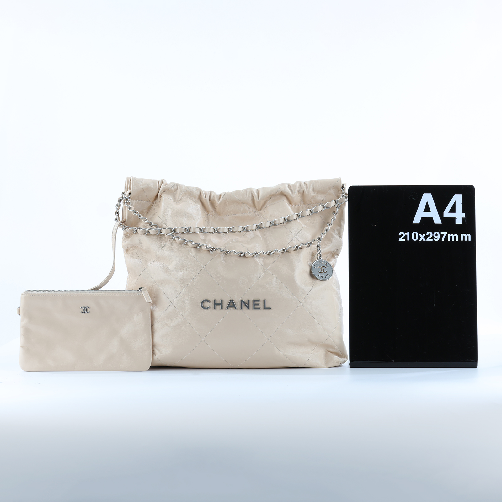 香奈兒 CHANEL 22 小型 束口包 AS3260 晶片款 奶茶色22包 中號 內袋