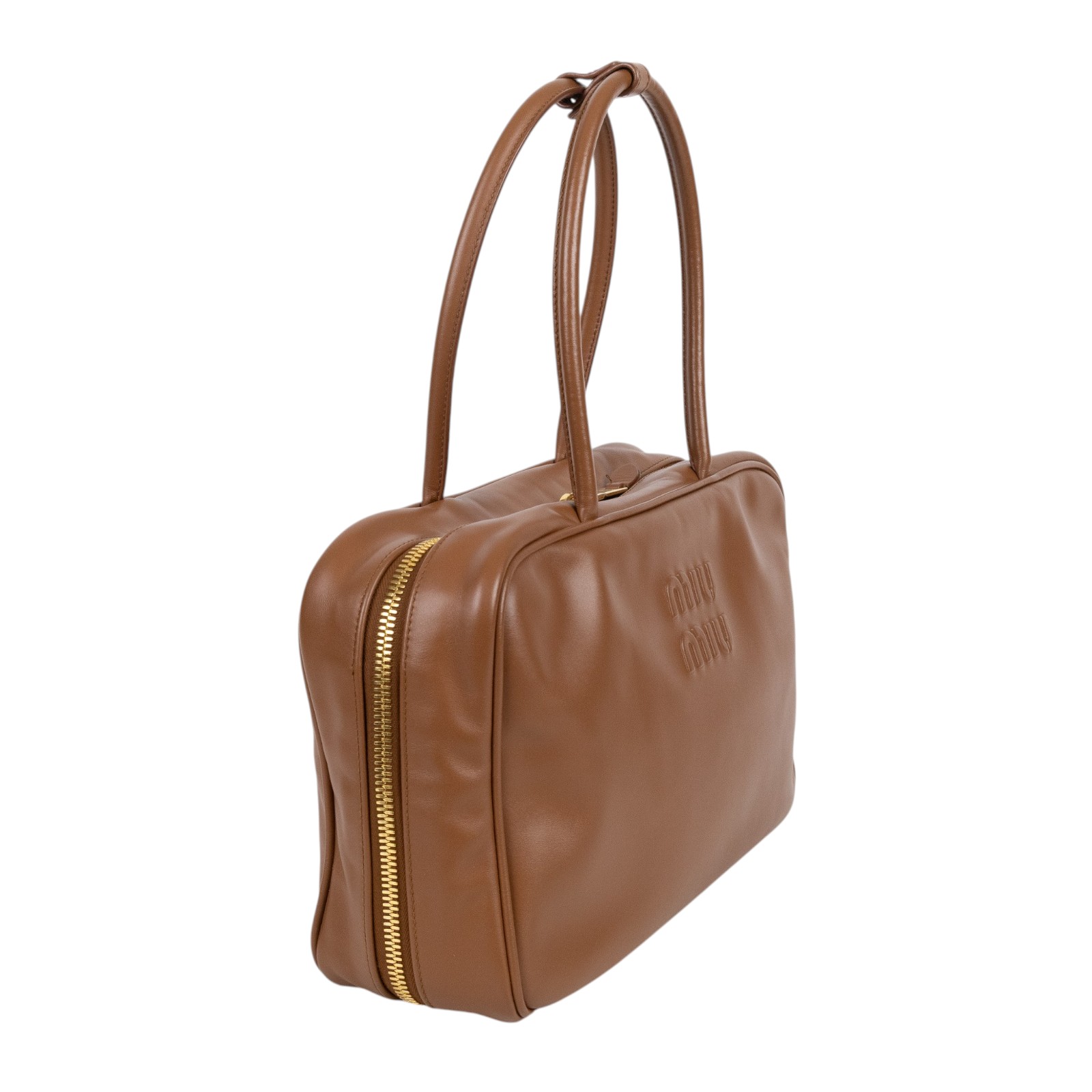 繆繆 MIU MIU 皮革 Beau 手袋 大型 5BB117_2CRW 焦糖BEAU肩背包 防塵袋