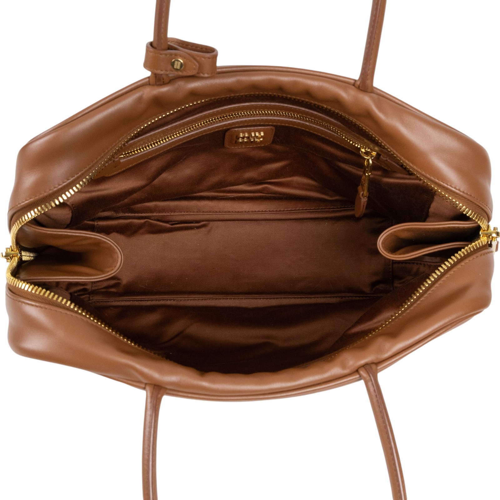 繆繆 MIU MIU 皮革 Beau 手袋 大型 5BB117_2CRW 焦糖BEAU肩背包 防塵袋