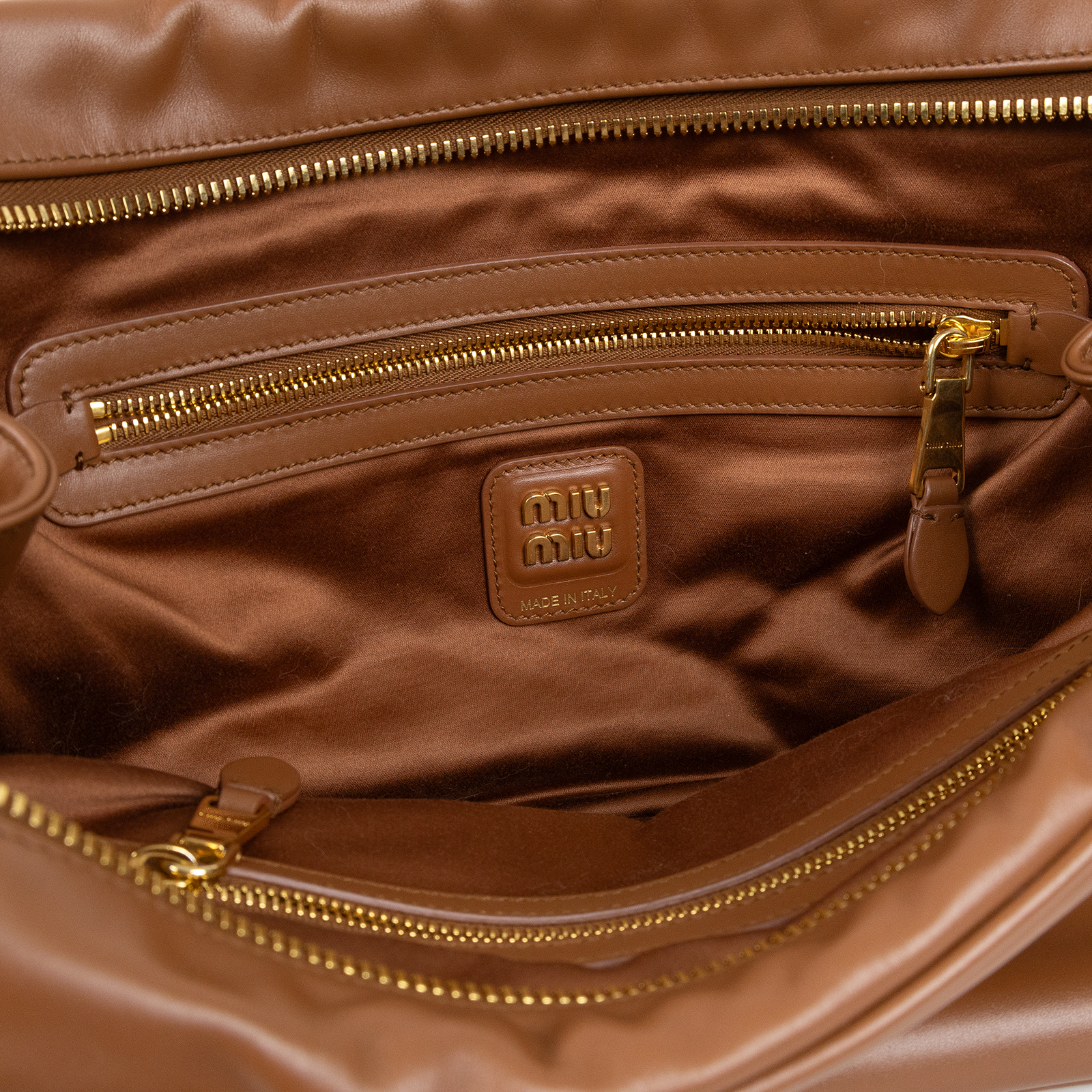 繆繆 MIU MIU 皮革 Beau 手袋 大型 5BB117_2CRW 焦糖BEAU肩背包 防塵袋