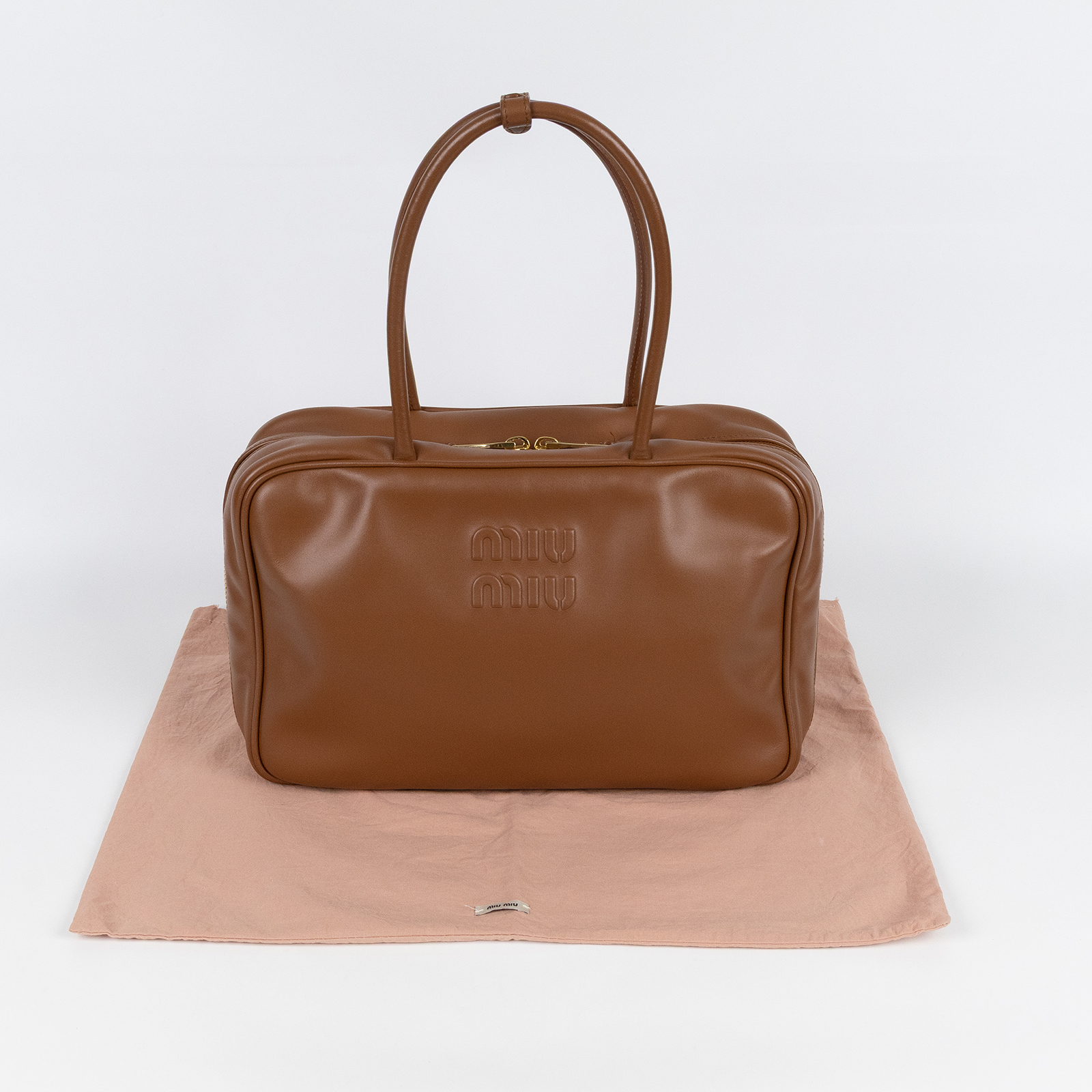 繆繆 MIU MIU 皮革 Beau 手袋 大型 5BB117_2CRW 焦糖BEAU肩背包 防塵袋