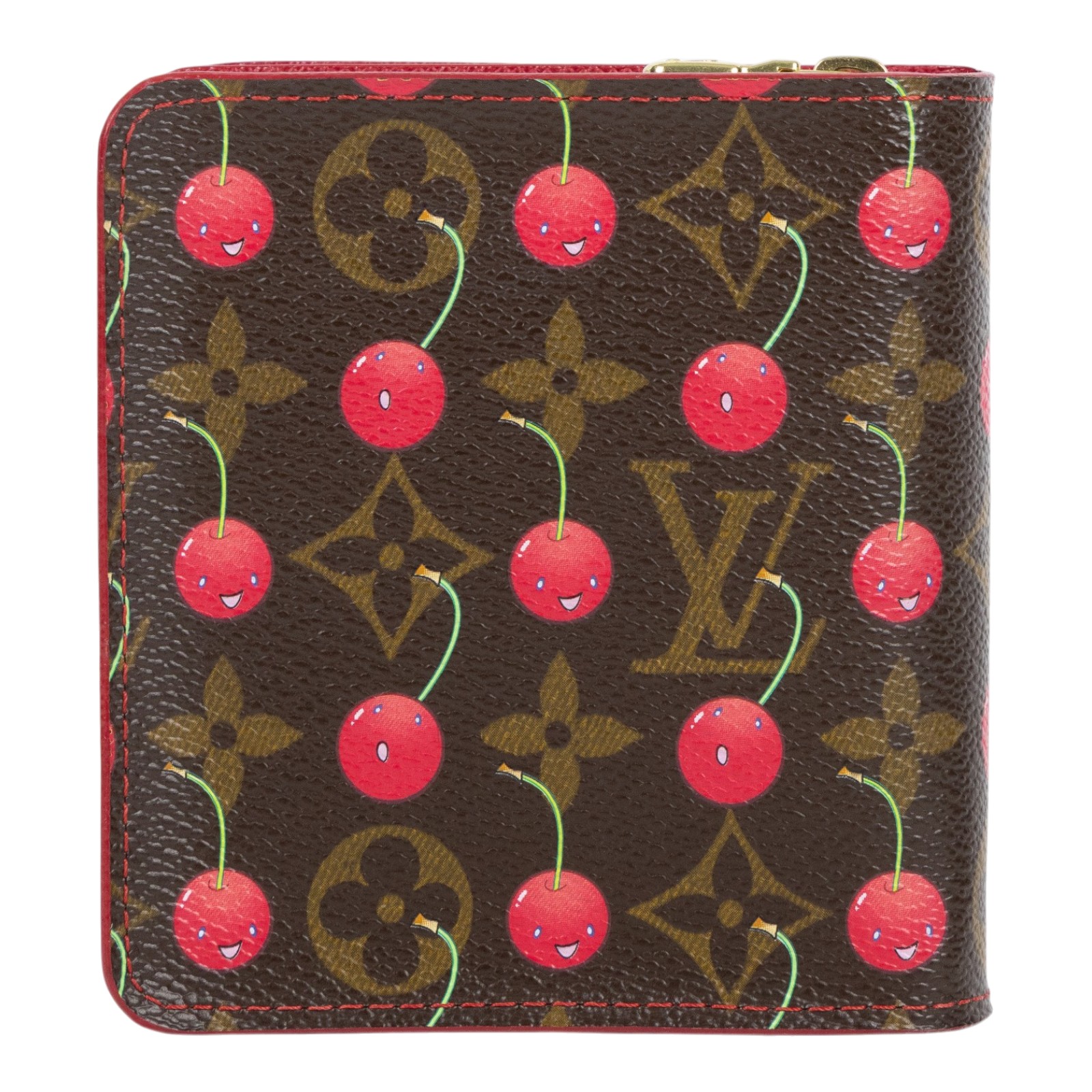 路易威登 LOUIS VUITTON 村上隆 短夾 錢包 零錢包 Compact Zip M95005 原花櫻桃短夾 無附屬品