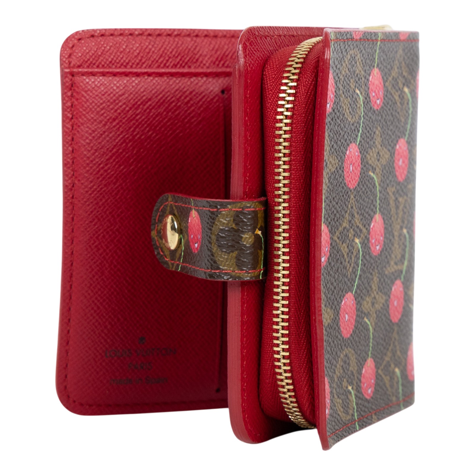 路易威登 LOUIS VUITTON 村上隆 短夾 錢包 零錢包 Compact Zip M95005 原花櫻桃短夾 無附屬品