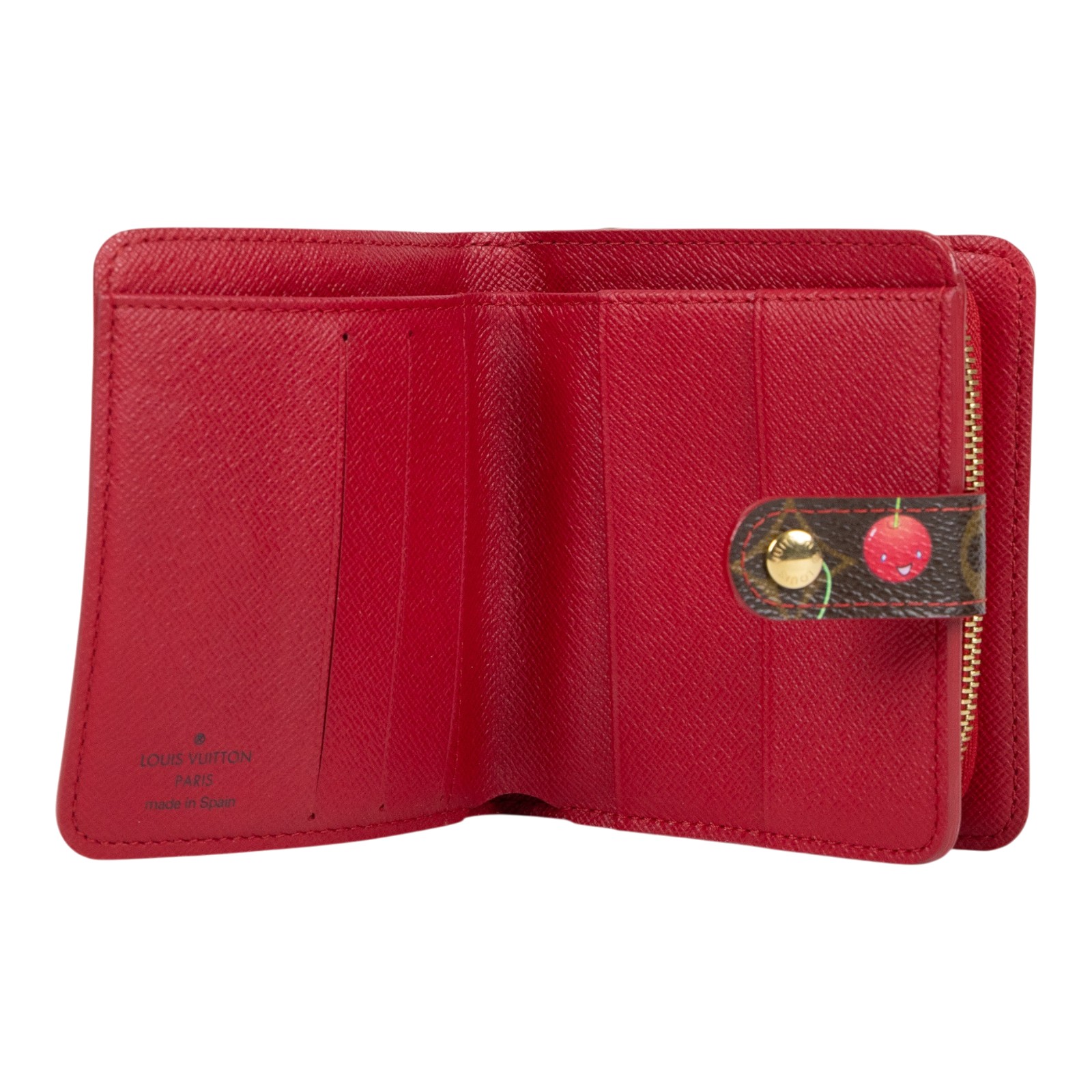 路易威登 LOUIS VUITTON 村上隆 短夾 錢包 零錢包 Compact Zip M95005 原花櫻桃短夾 無附屬品